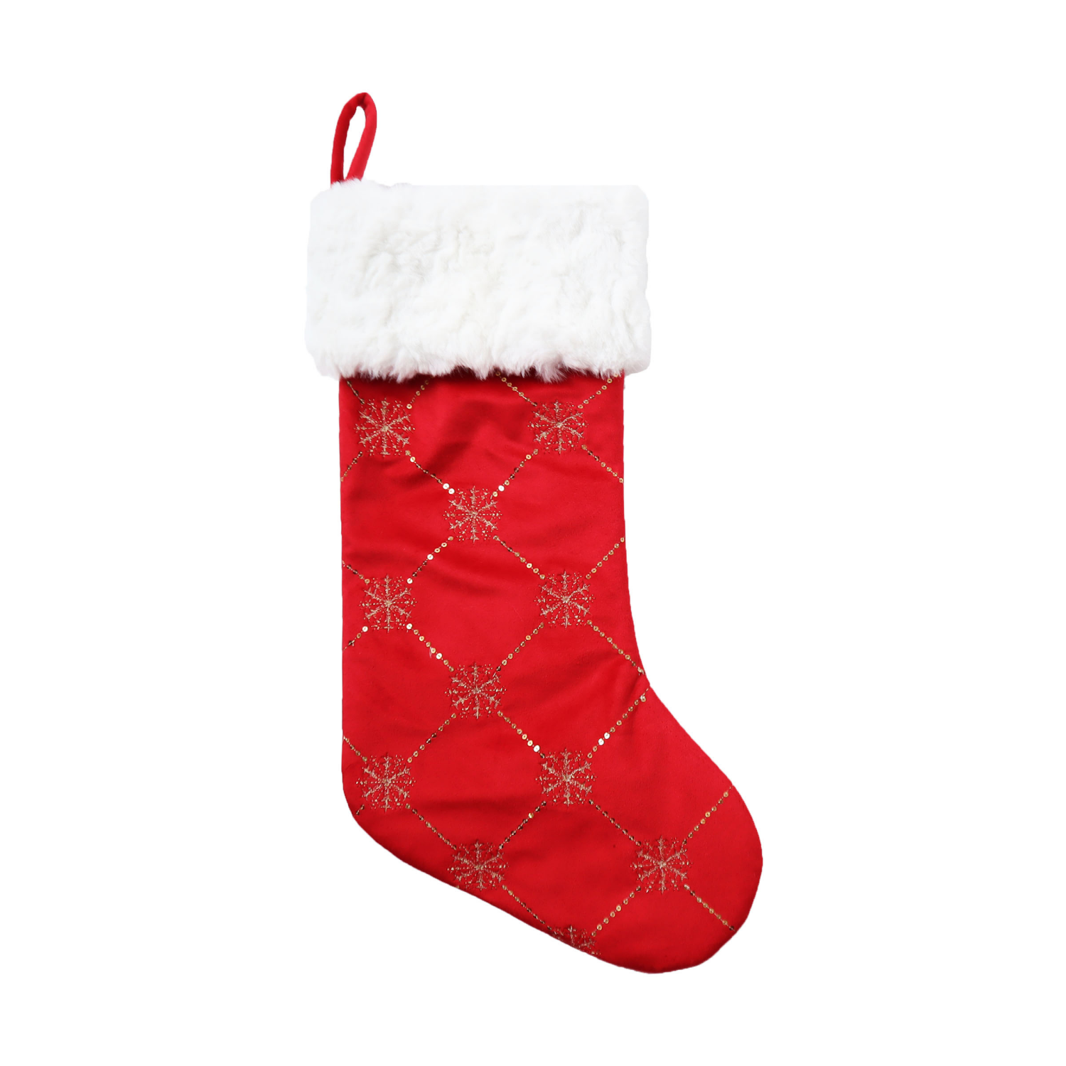 slide 2 of 3, December Home DH Snowflake Sequins Stocking 20 In 2 Ast, 20 in