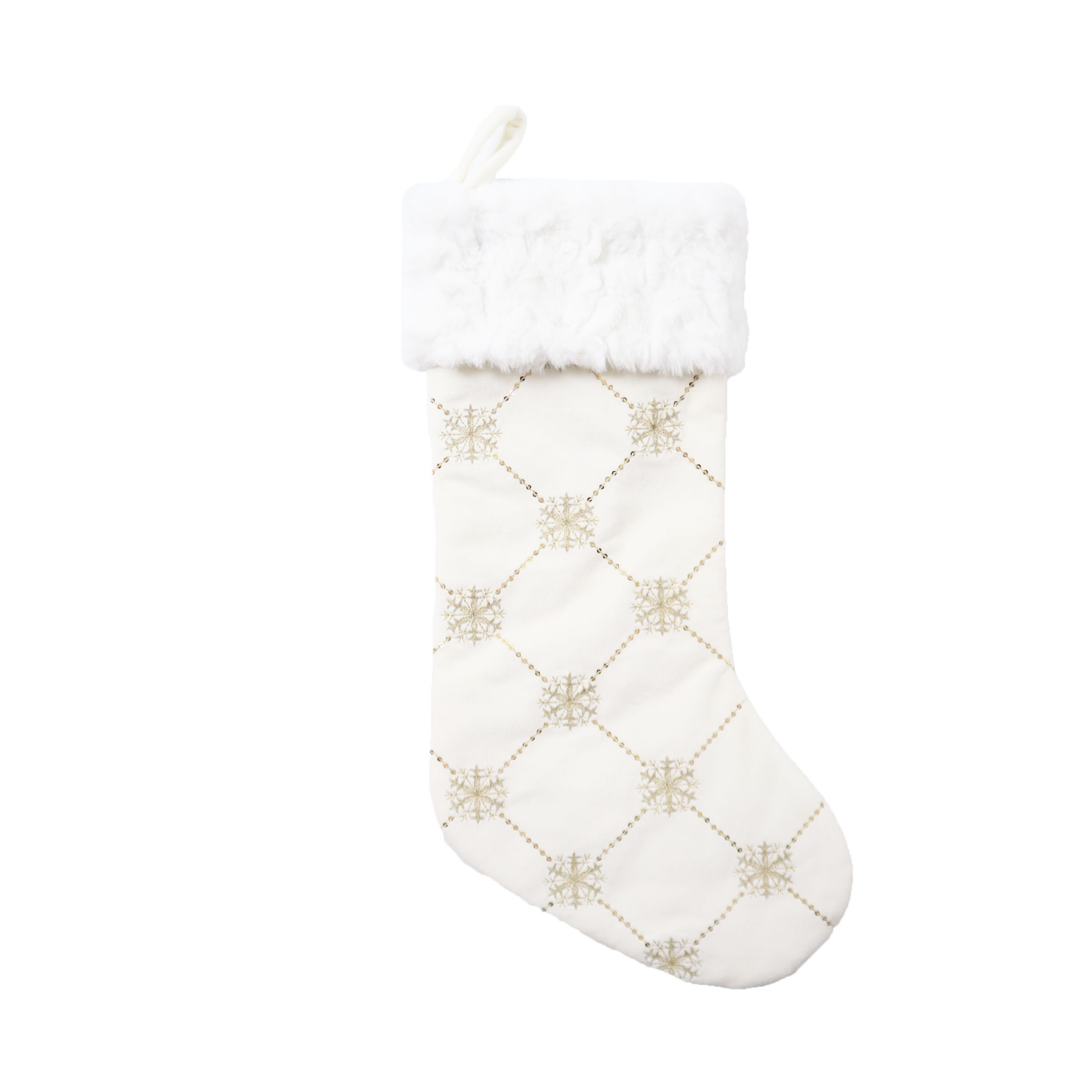 slide 3 of 3, December Home DH Snowflake Sequins Stocking 20 In 2 Ast, 20 in