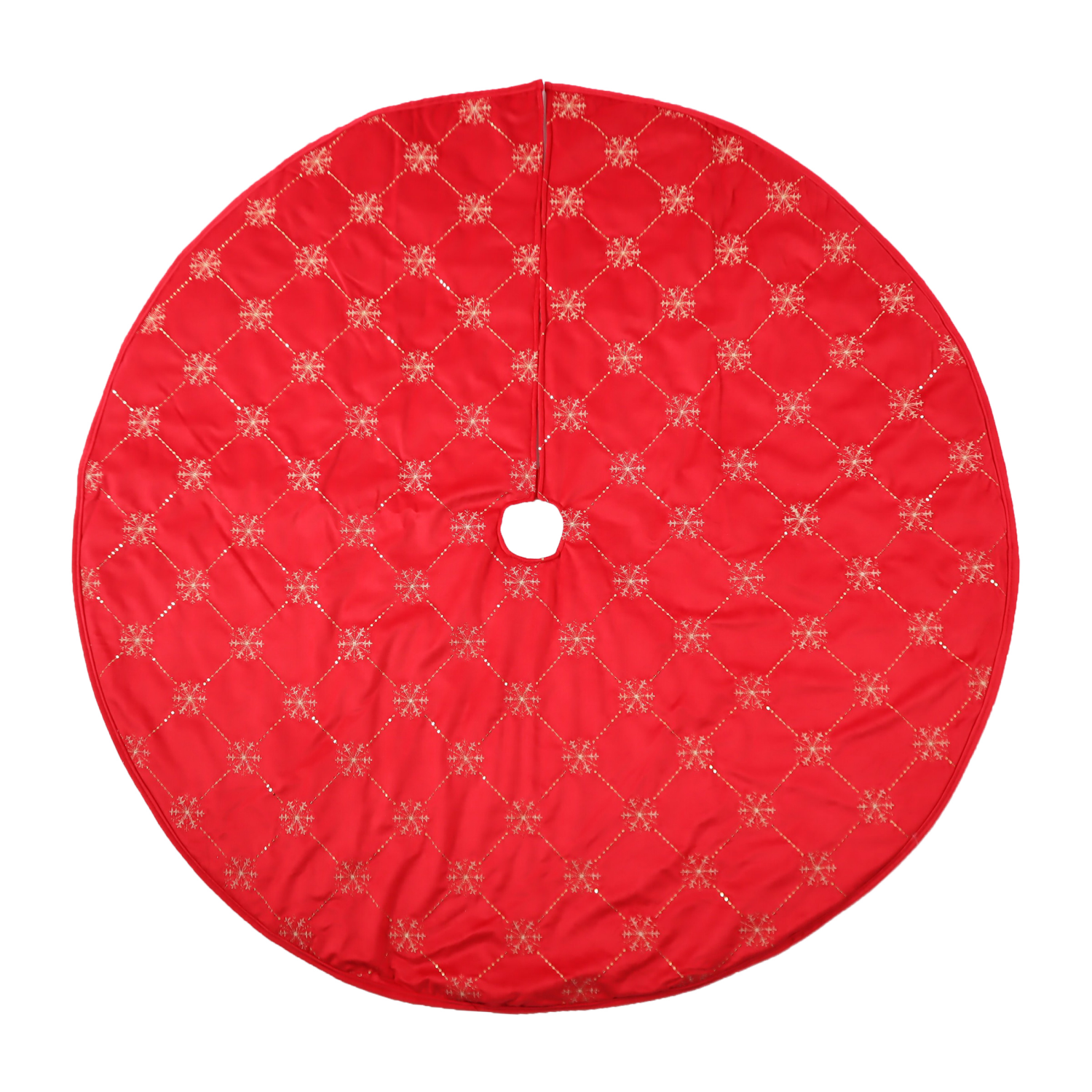 slide 1 of 1, December Home DH Red Snowflake Tree Skirt 48 In, 48 in