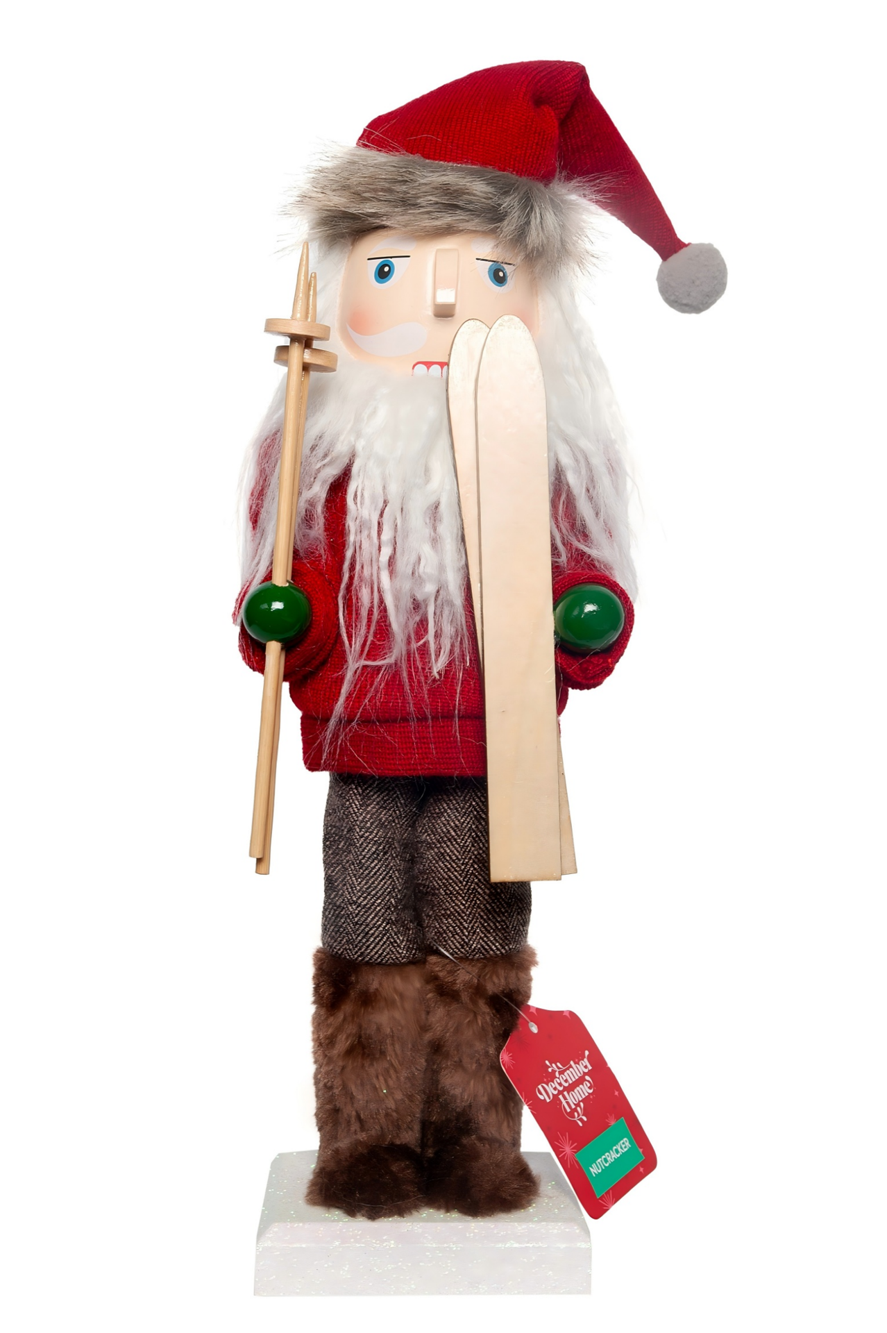 slide 1 of 4, December Home DH Nutcracker Ski Santa 14IN, 14 in