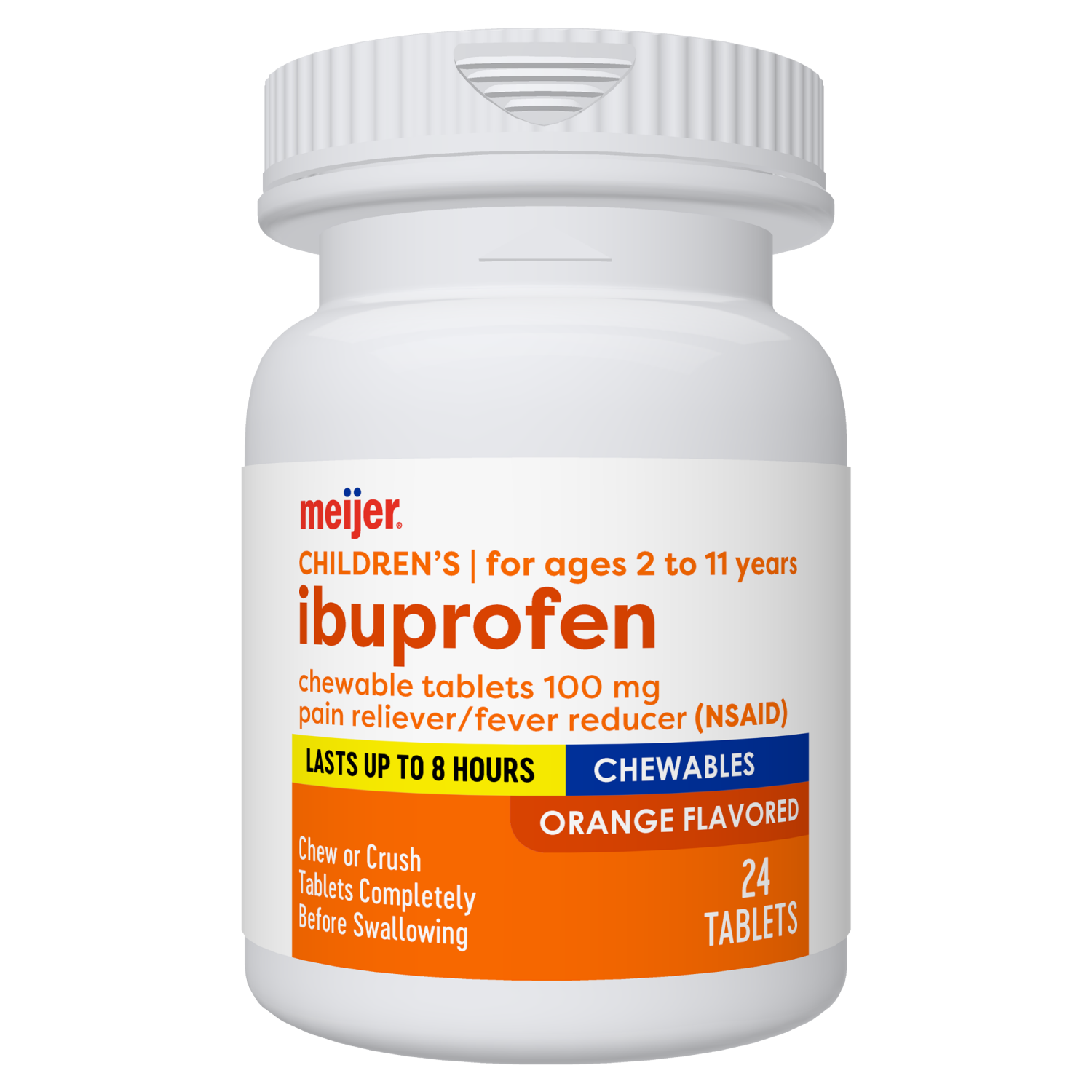 slide 2 of 2, Meijer Children’s Ibuprofen Tablets, Pain Reliever and Fever Reducer, 24 ct