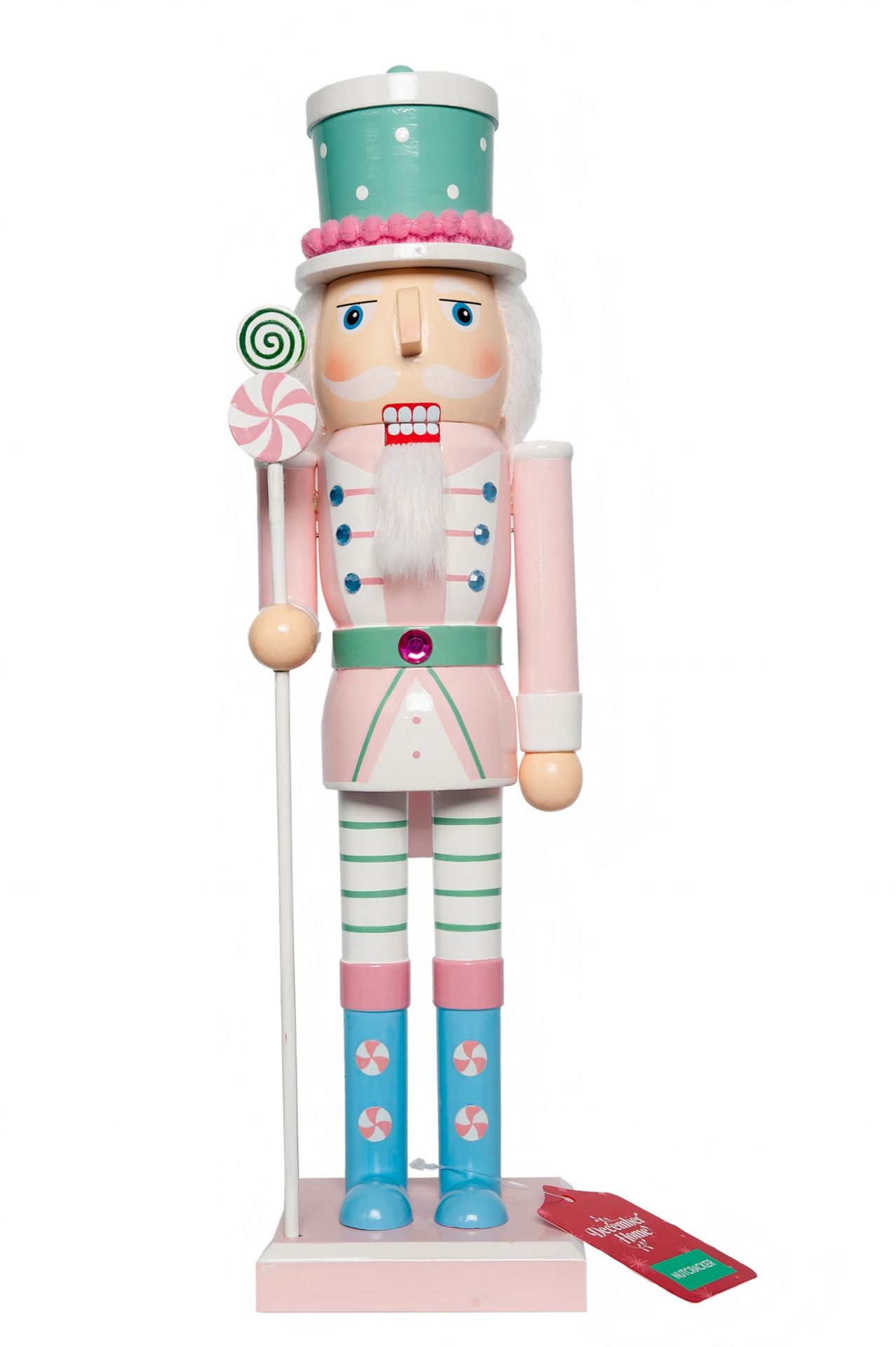 slide 1 of 4, December Home DH Nutcracker Pink Candy Cane 14IN, 14 in