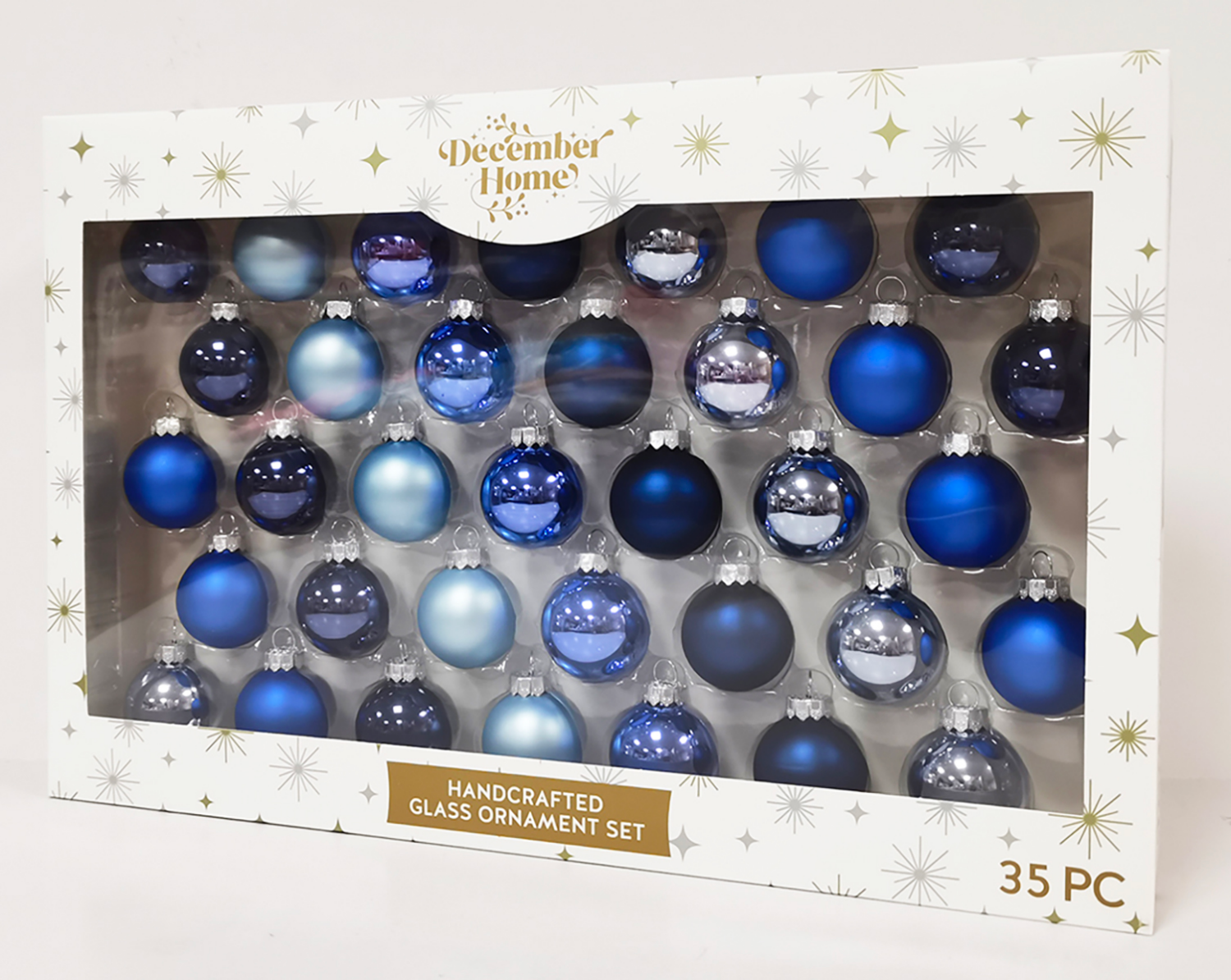 slide 3 of 3, December Home Glass Ornaments Blue, 35 ct, 35 ct