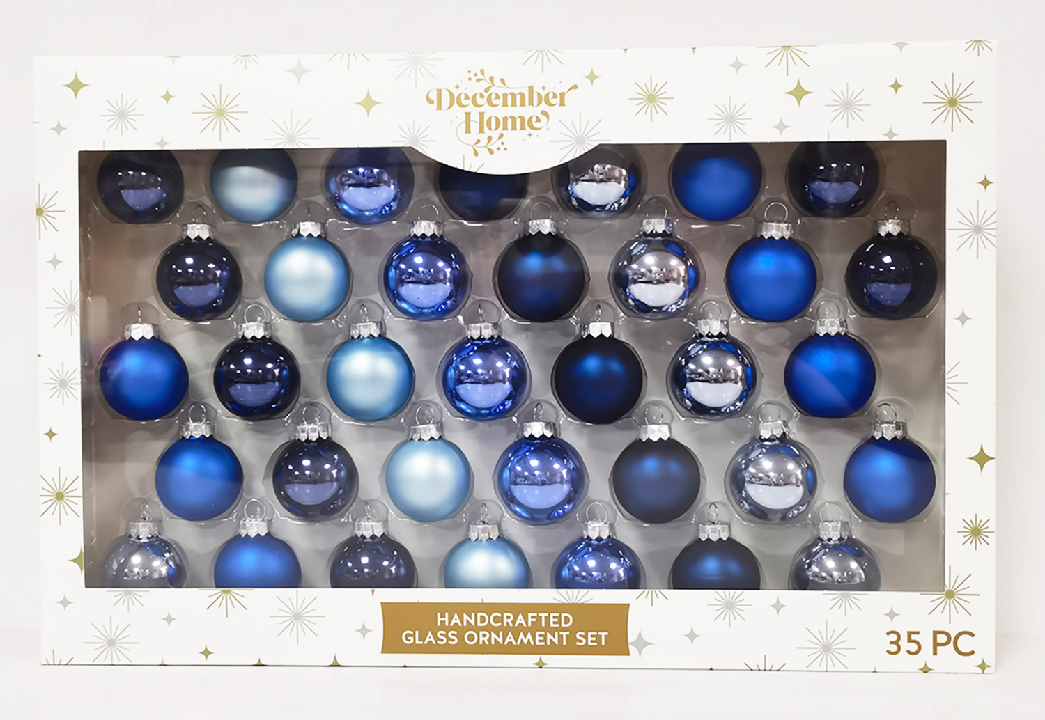 slide 1 of 3, December Home Glass Ornaments Blue, 35 ct, 35 ct