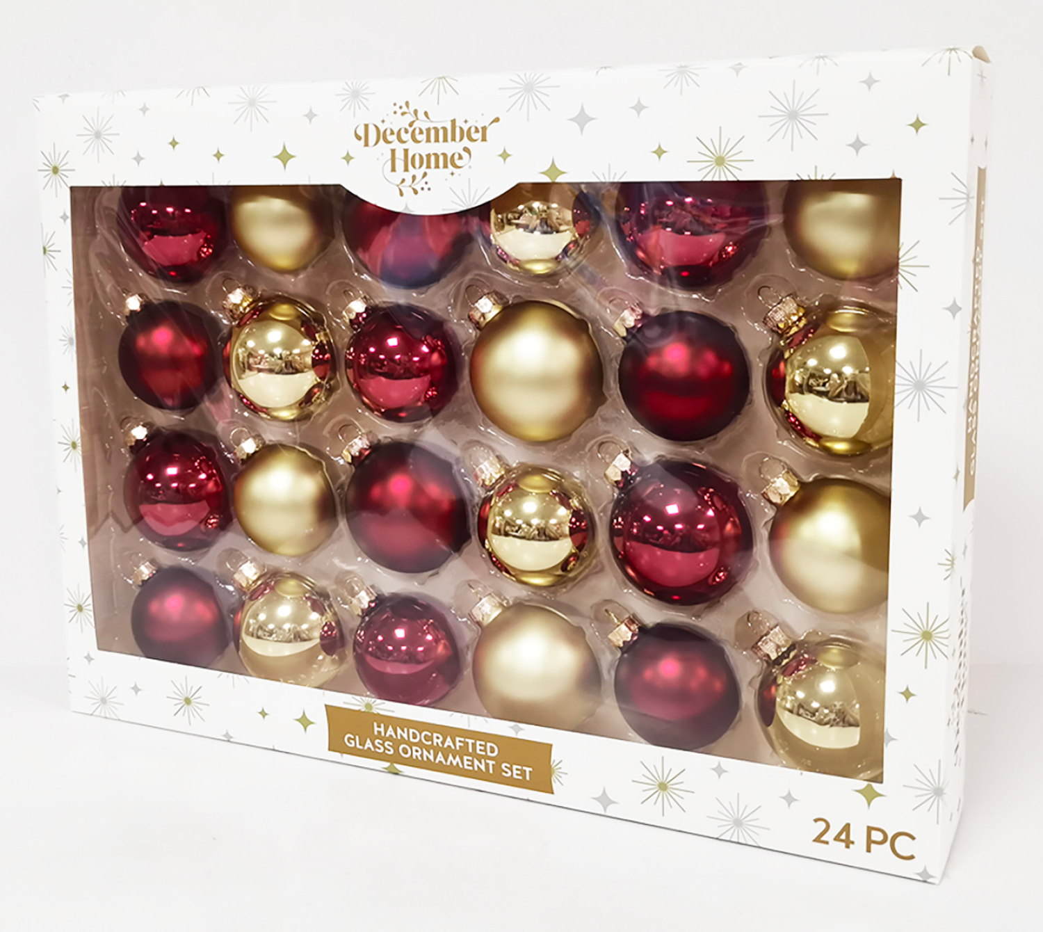 slide 3 of 3, December Home Glass Ornaments Red and Gold, 24 ct, 24 ct