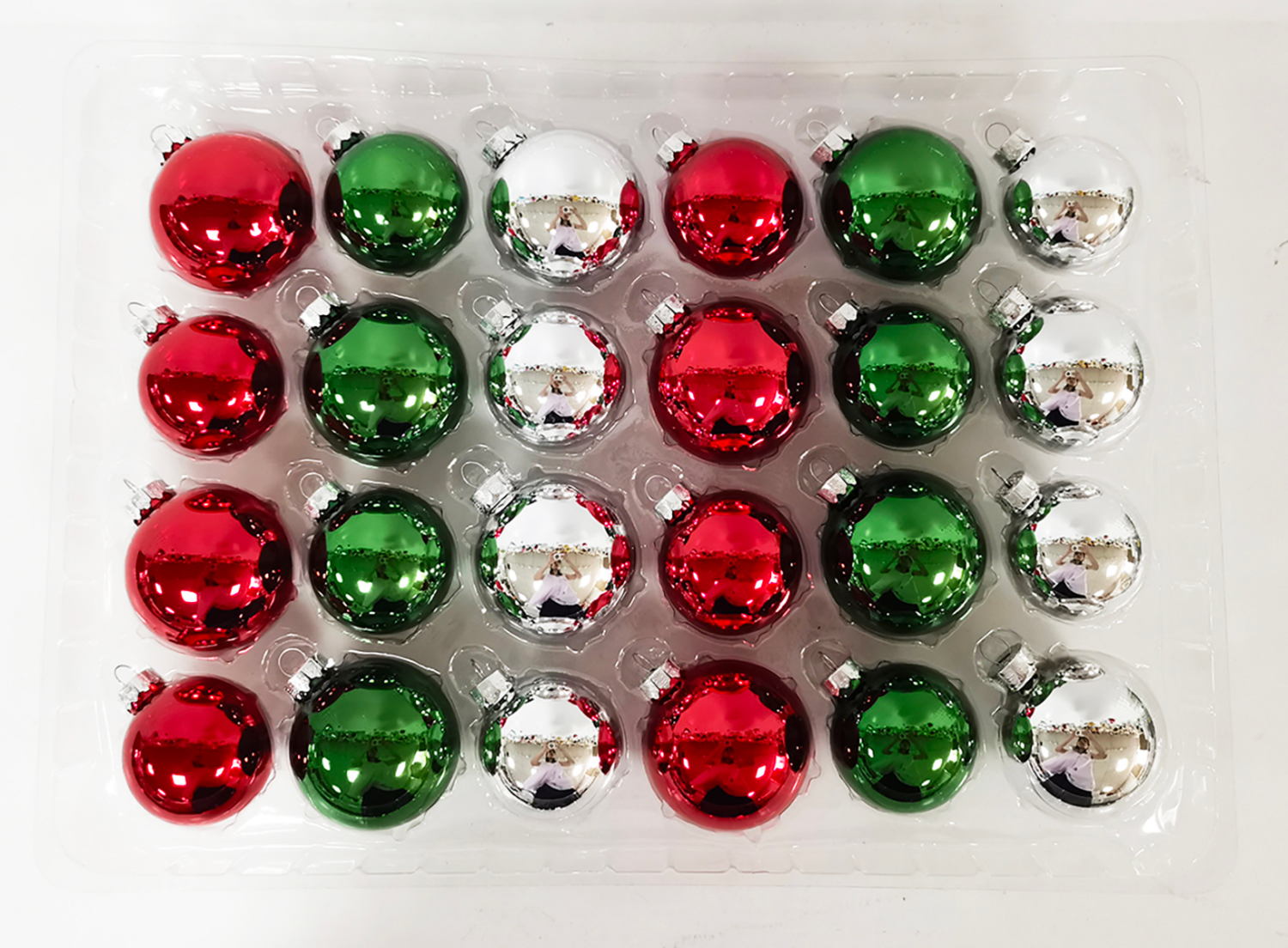 slide 2 of 3, December Home Glass Ornaments Red, Green, Silver, 24ct, 24 ct