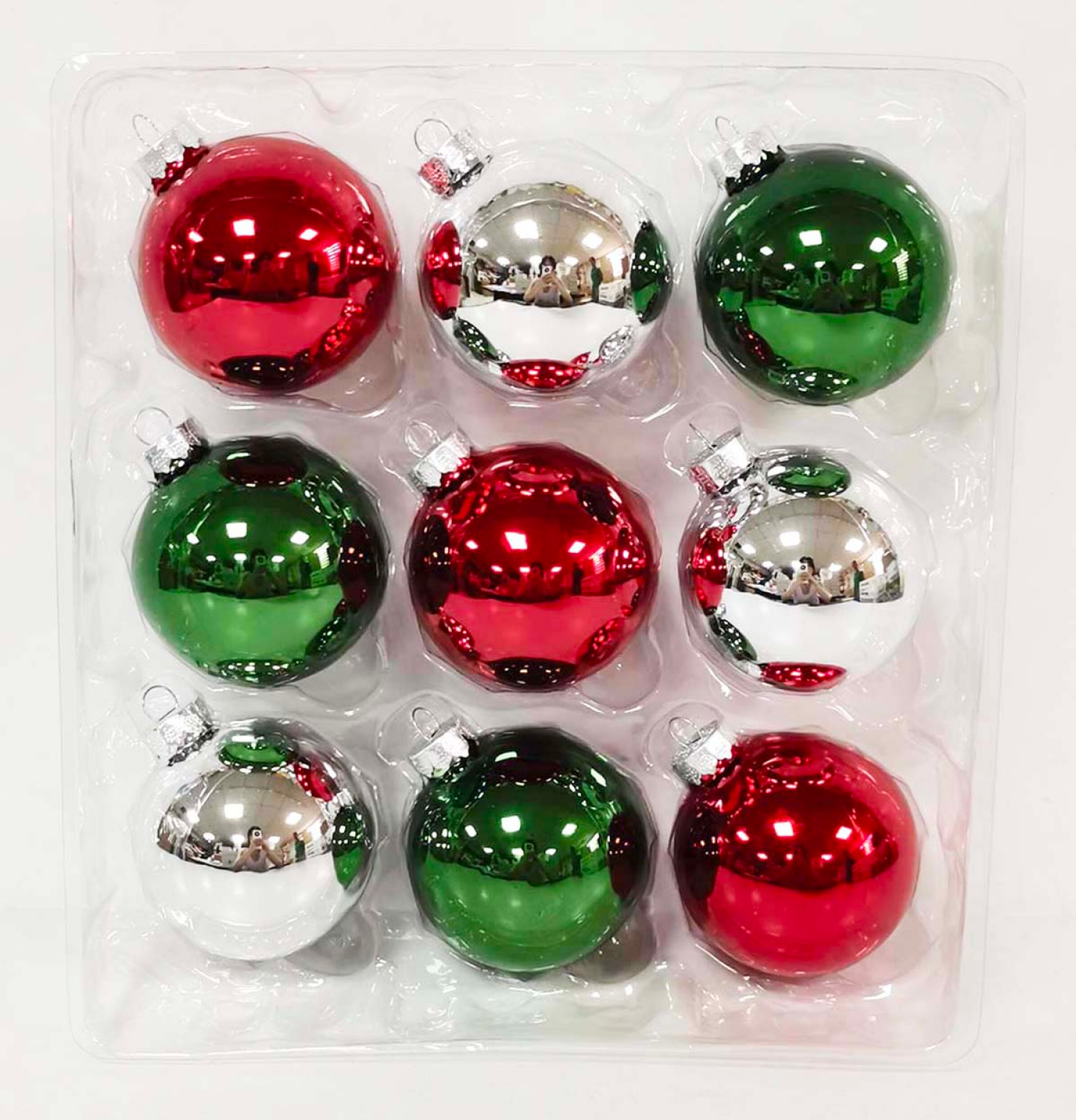 slide 2 of 3, December Home Glass Ornaments Red, Silver and Green, 9 ct, 9 ct