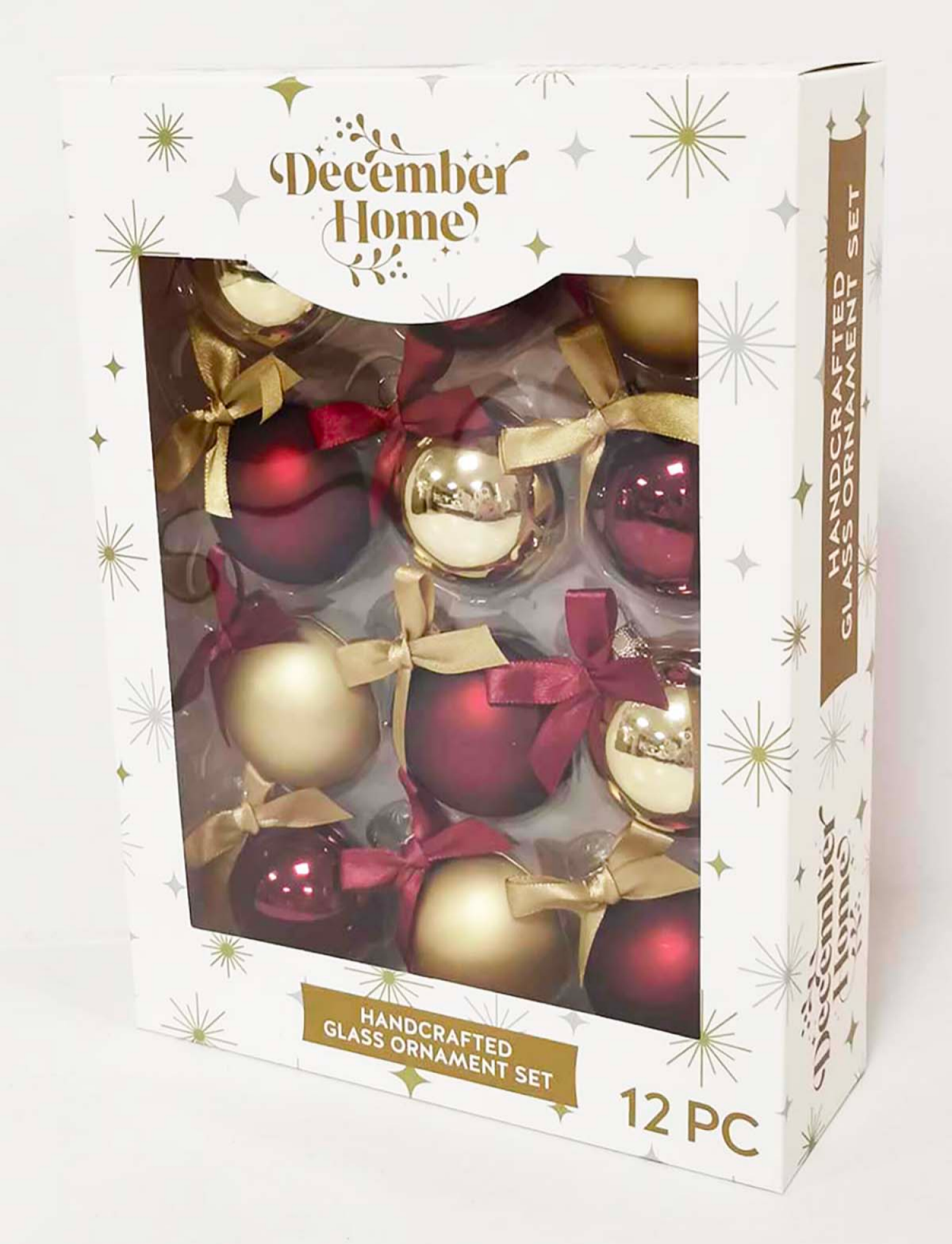 slide 3 of 3, December Home Glass Ornaments Red and Gold, 12 ct, 12 ct