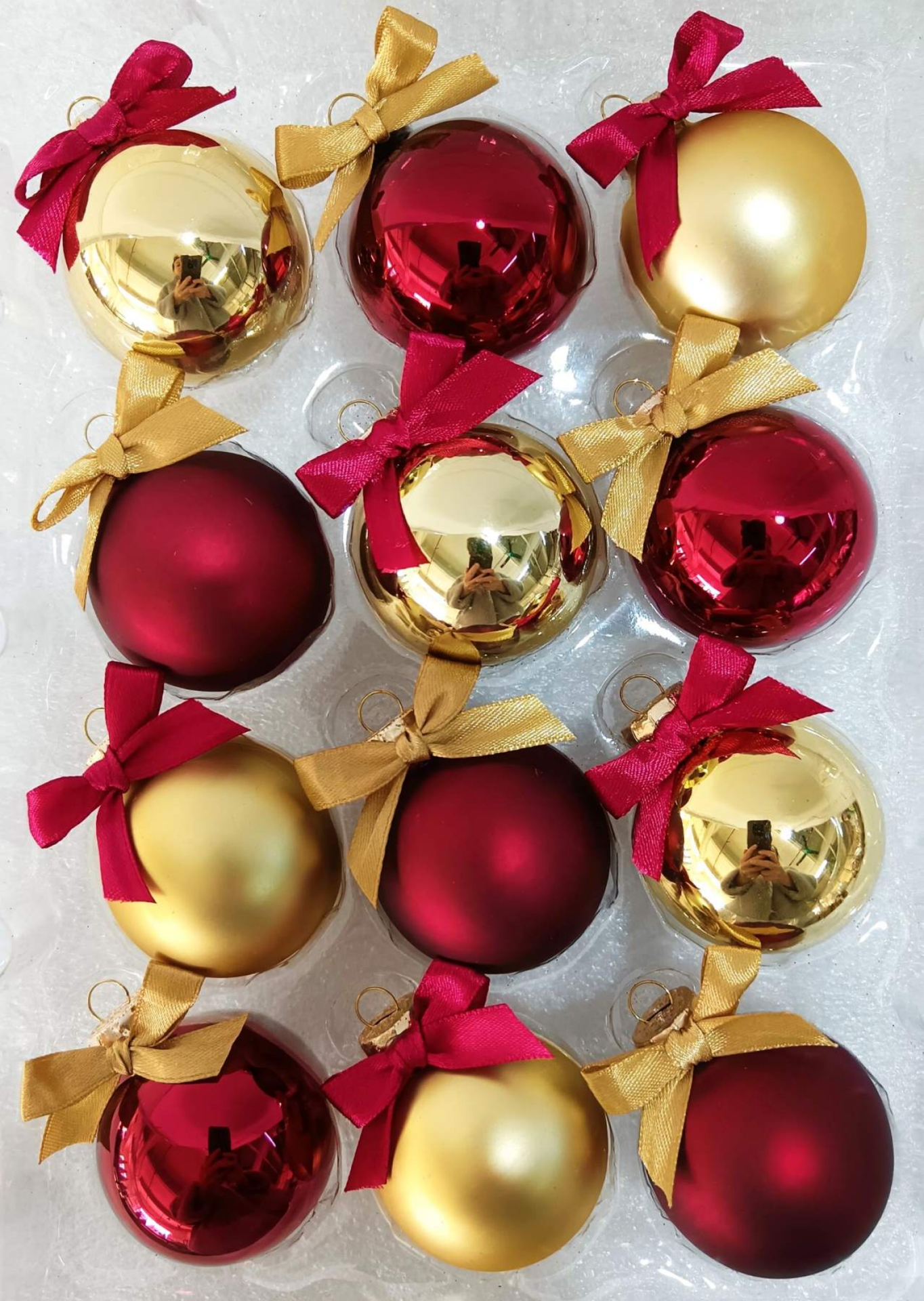 slide 1 of 3, December Home Glass Ornaments Red and Gold, 12 ct, 12 ct