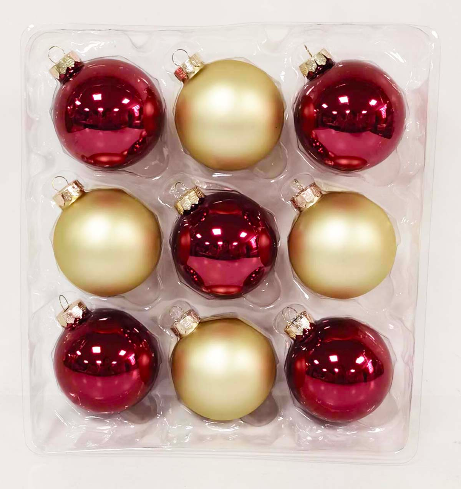 slide 2 of 3, December Home Ornaments Ball Glass, Red/Gold, 9 ct, 9 ct