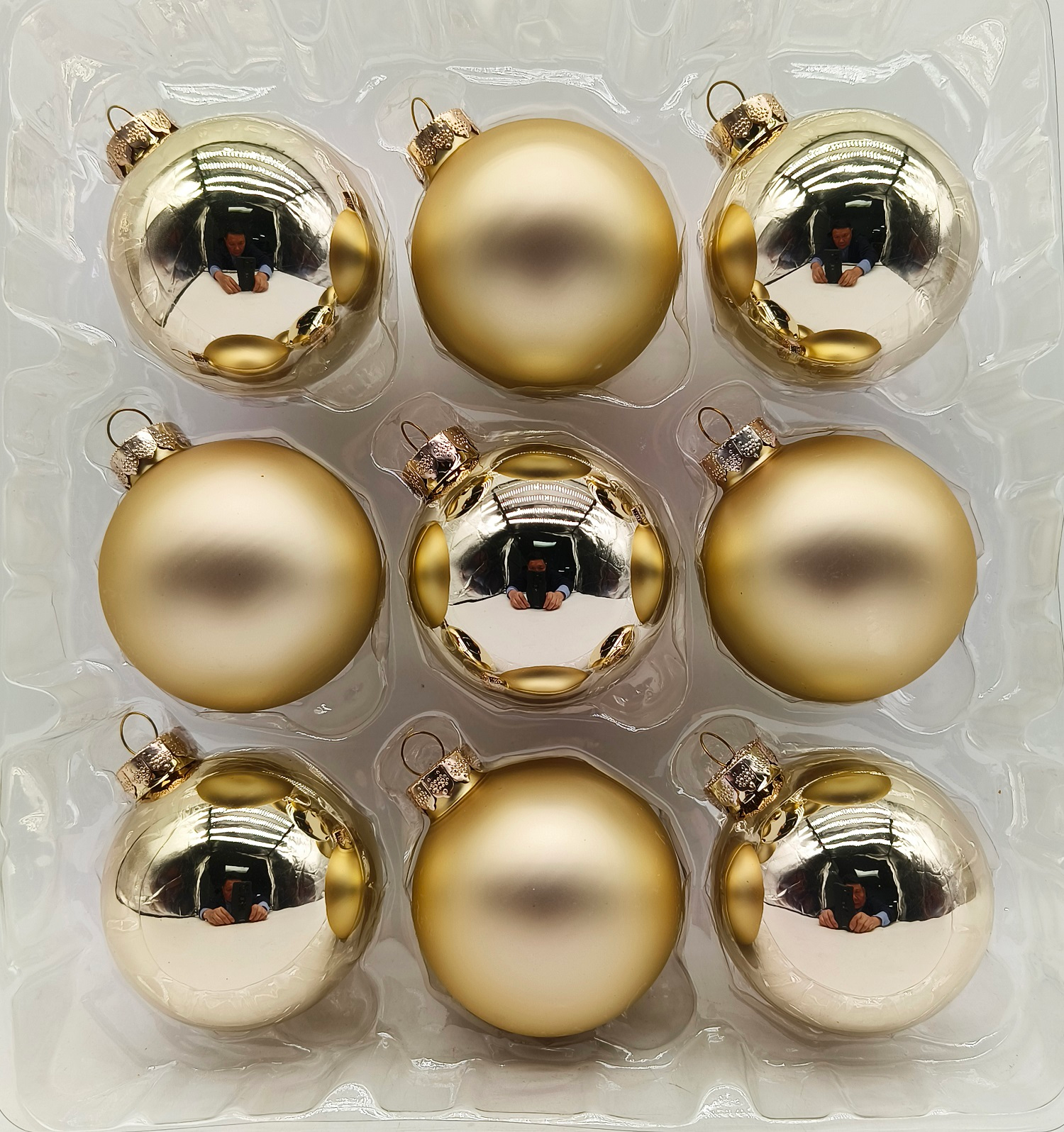 slide 1 of 3, December Home Ornaments Ball Glass, Gold, 9 ct, 9 ct