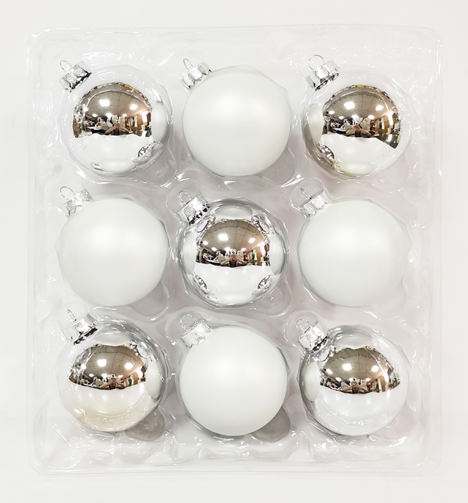 slide 2 of 3, December Home Ornaments Ball Glass, Silver, 9 ct, 9 ct