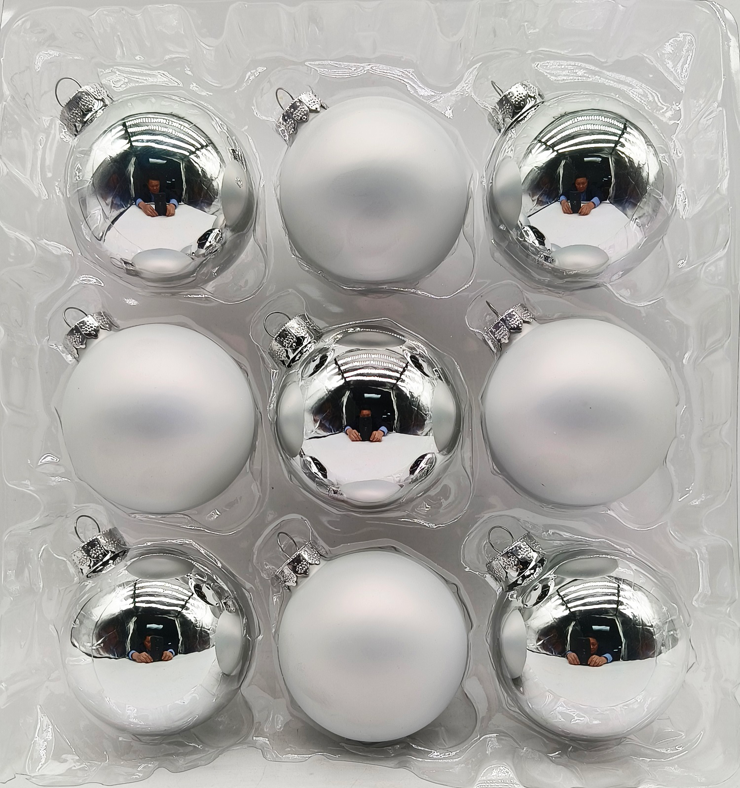 slide 1 of 3, December Home Ornaments Ball Glass, Silver, 9 ct, 9 ct