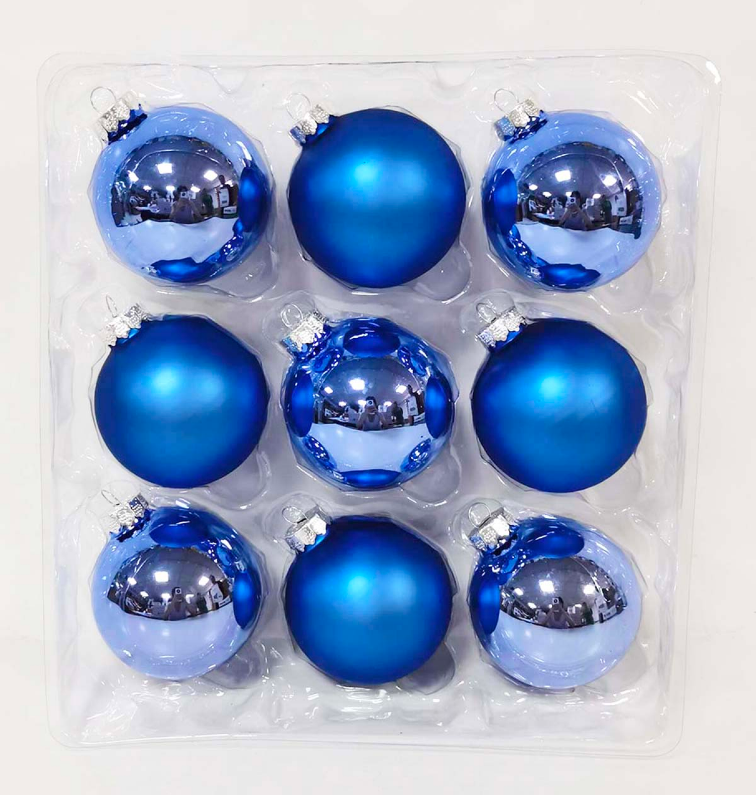 slide 2 of 3, December Home Ornaments Ball Glass, Blue, 9 ct, 9 ct