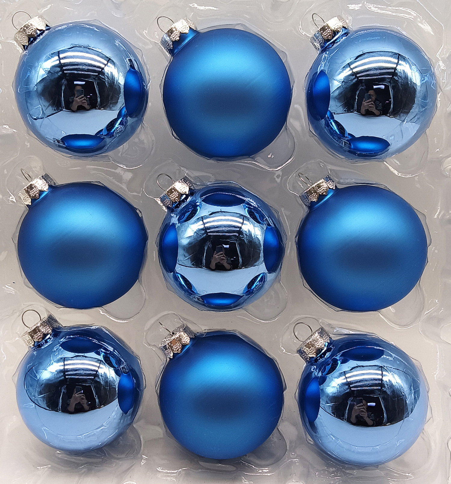slide 1 of 3, December Home Ornaments Ball Glass, Blue, 9 ct, 9 ct