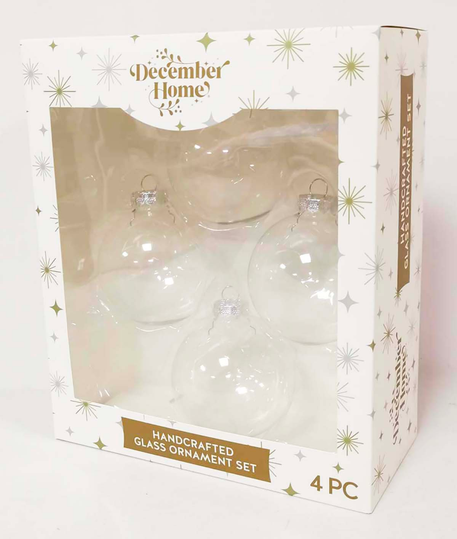 slide 3 of 3, December Home Glass Ornaments Clear, 4 ct, 4 ct