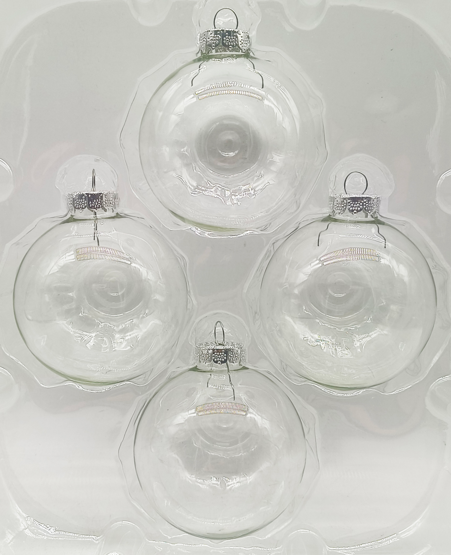 slide 1 of 3, December Home Glass Ornaments Clear, 4 ct, 4 ct