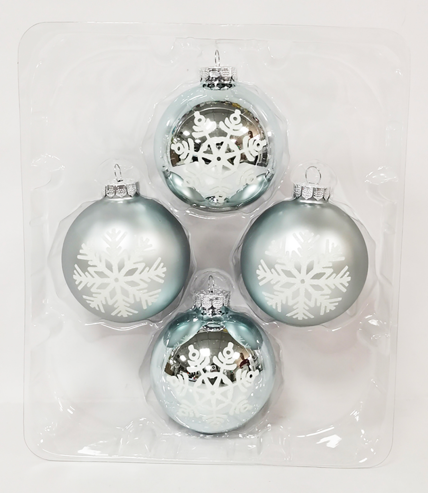 slide 2 of 3, December Home Glass Ornaments, Light Blue with Snowflakes, 3 ct, 3 ct