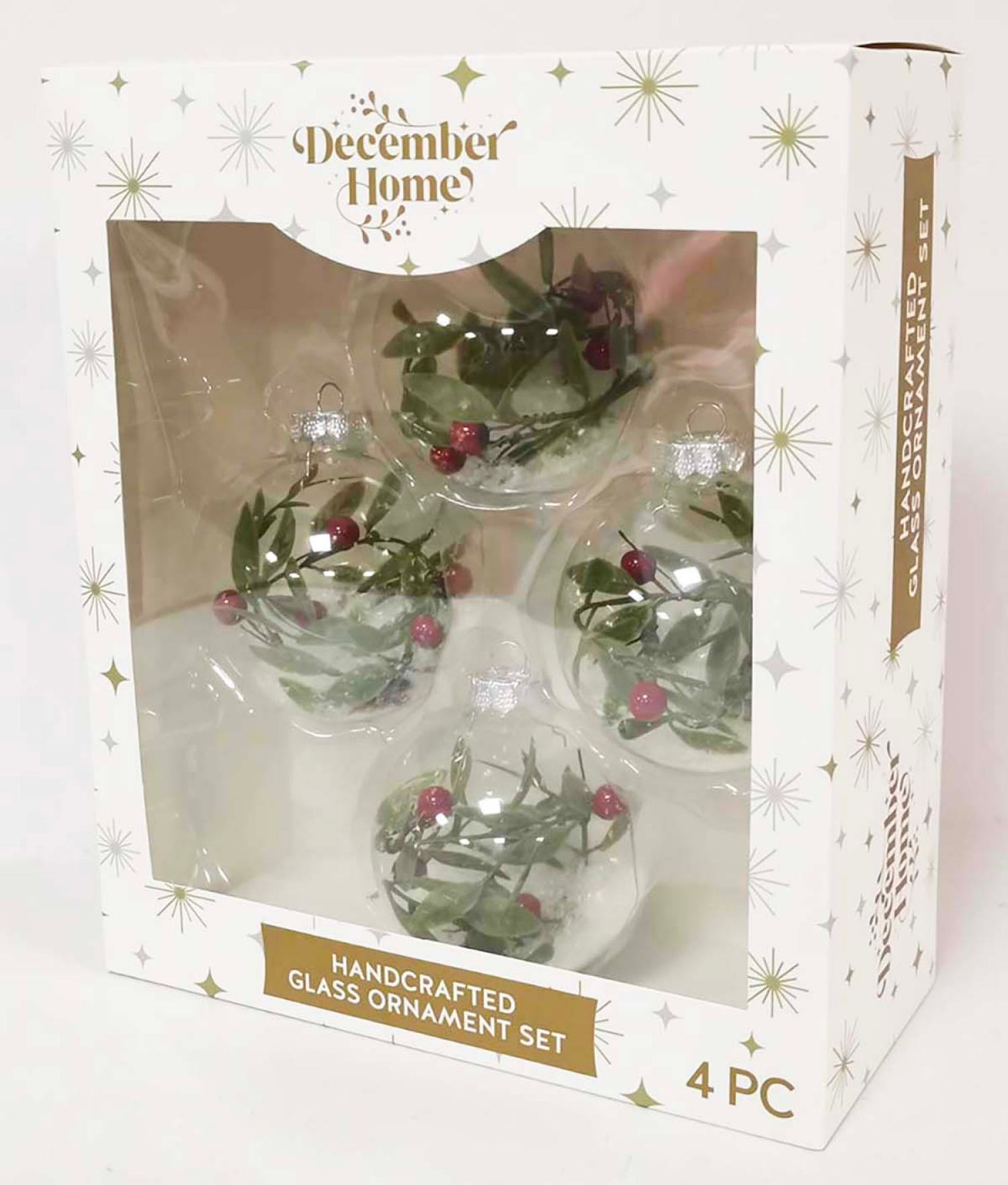 slide 3 of 3, December Home Glass Ornaments, Fill, 3 ct, 3 ct