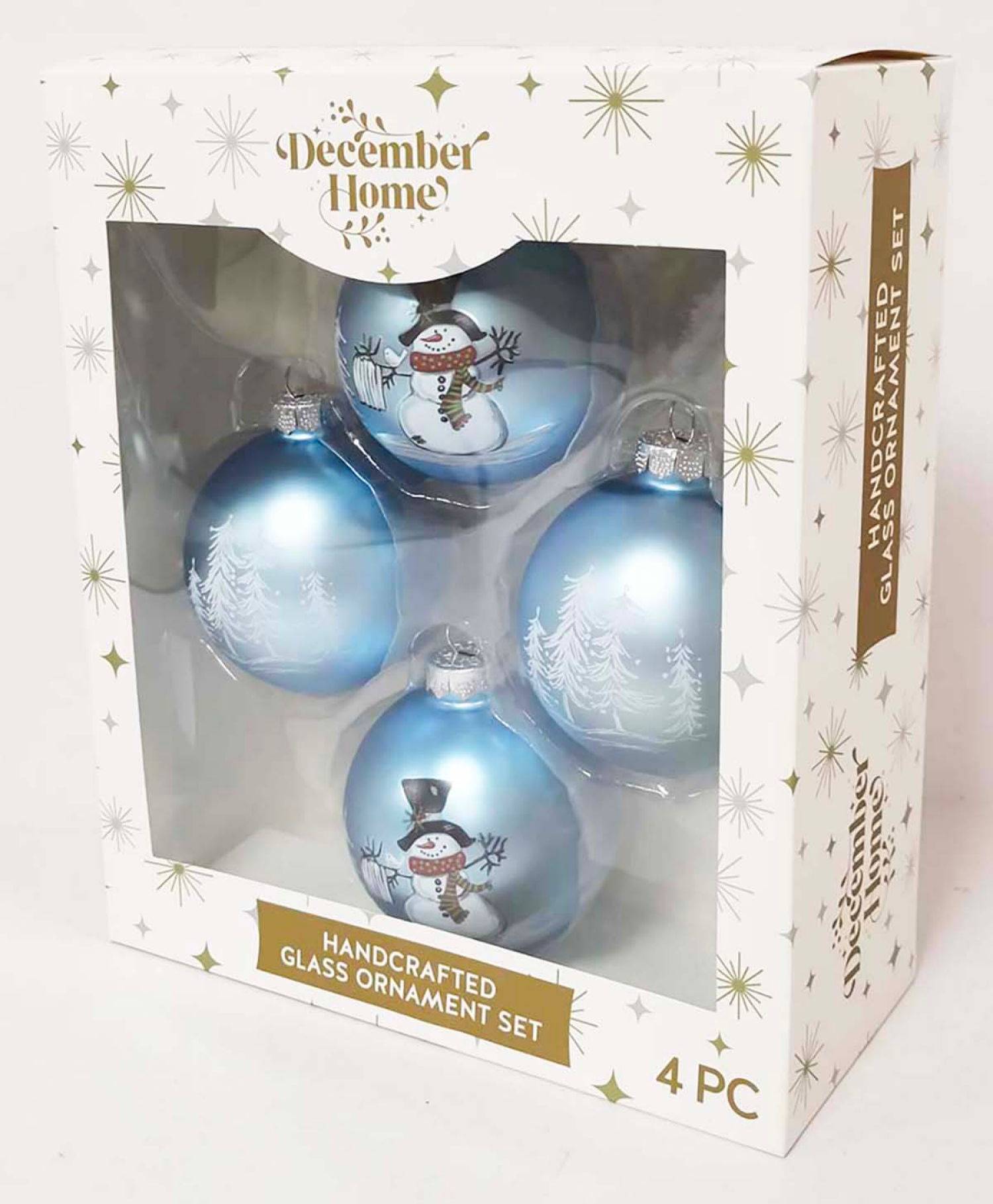 slide 3 of 3, December Home Glass Ornaments, Snowmen, 3 ct, 3 ct