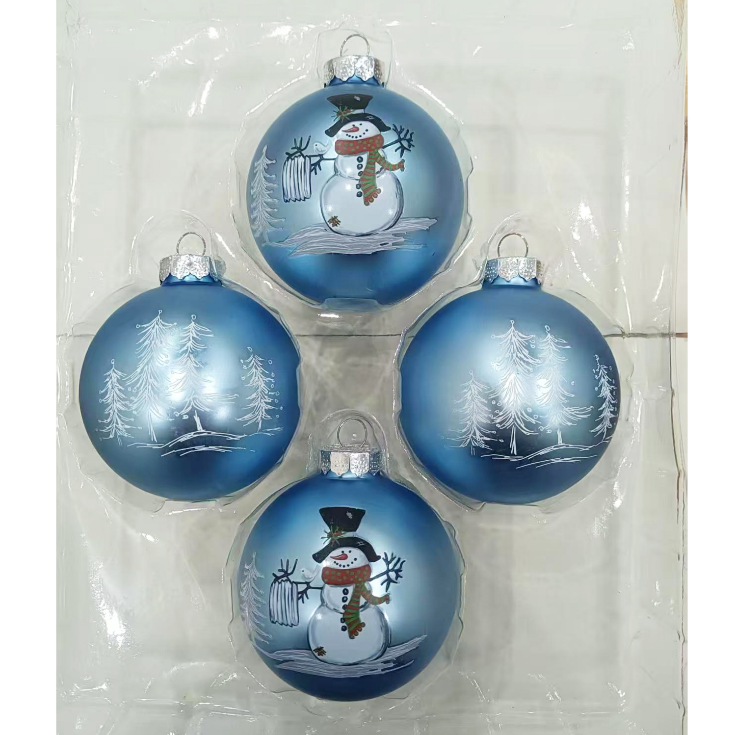slide 1 of 3, December Home Glass Ornaments, Snowmen, 3 ct, 3 ct