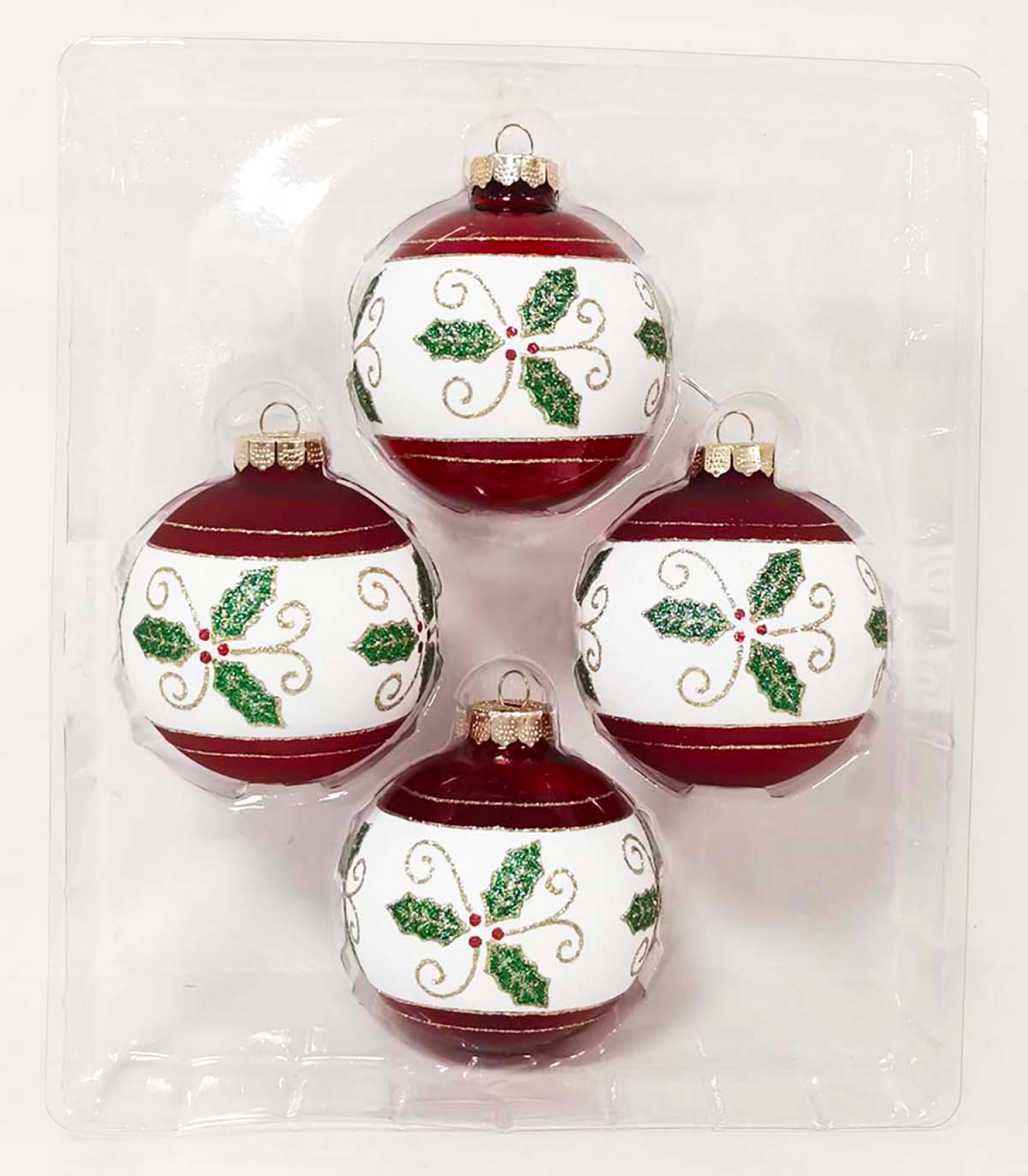 slide 2 of 3, December Home Glass Ornaments, Holly Leaf, 4 ct, 4 ct
