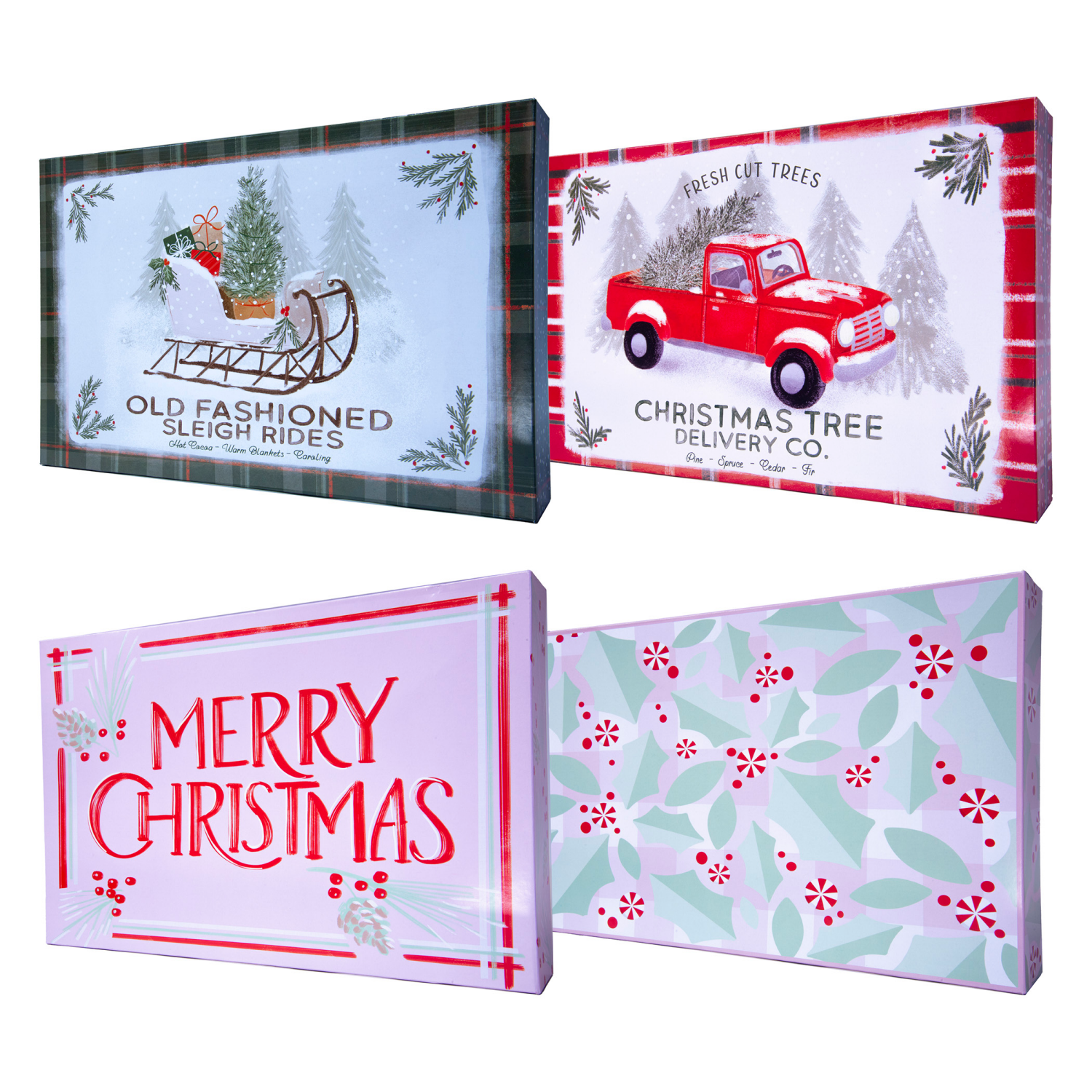 slide 3 of 3, December Home Folding Gift Boxes, 2 Pack Printed, Robe, 2 ct