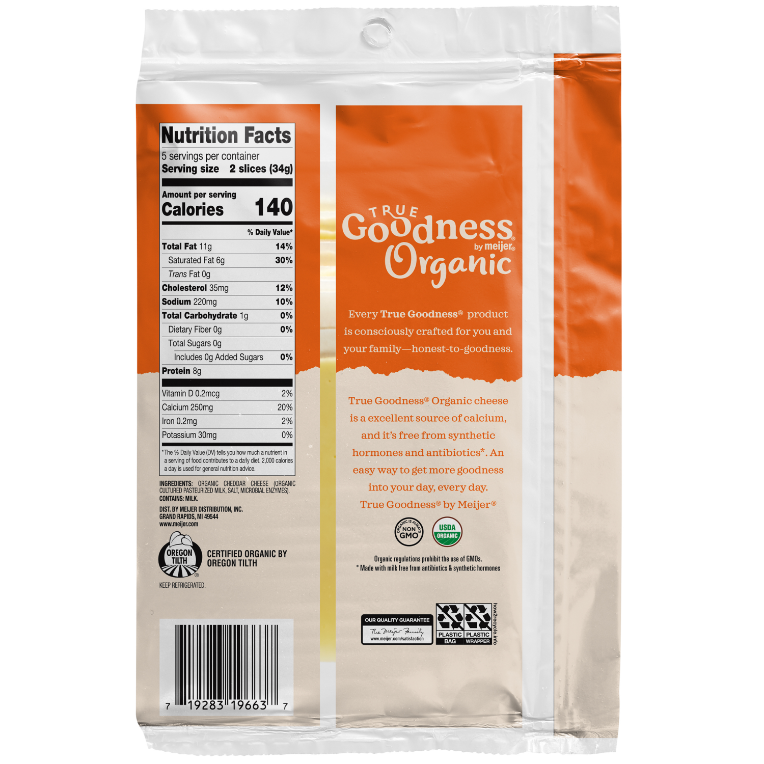 slide 2 of 2, True Goodness Organic Sliced Cheddar Cheese, 6 oz