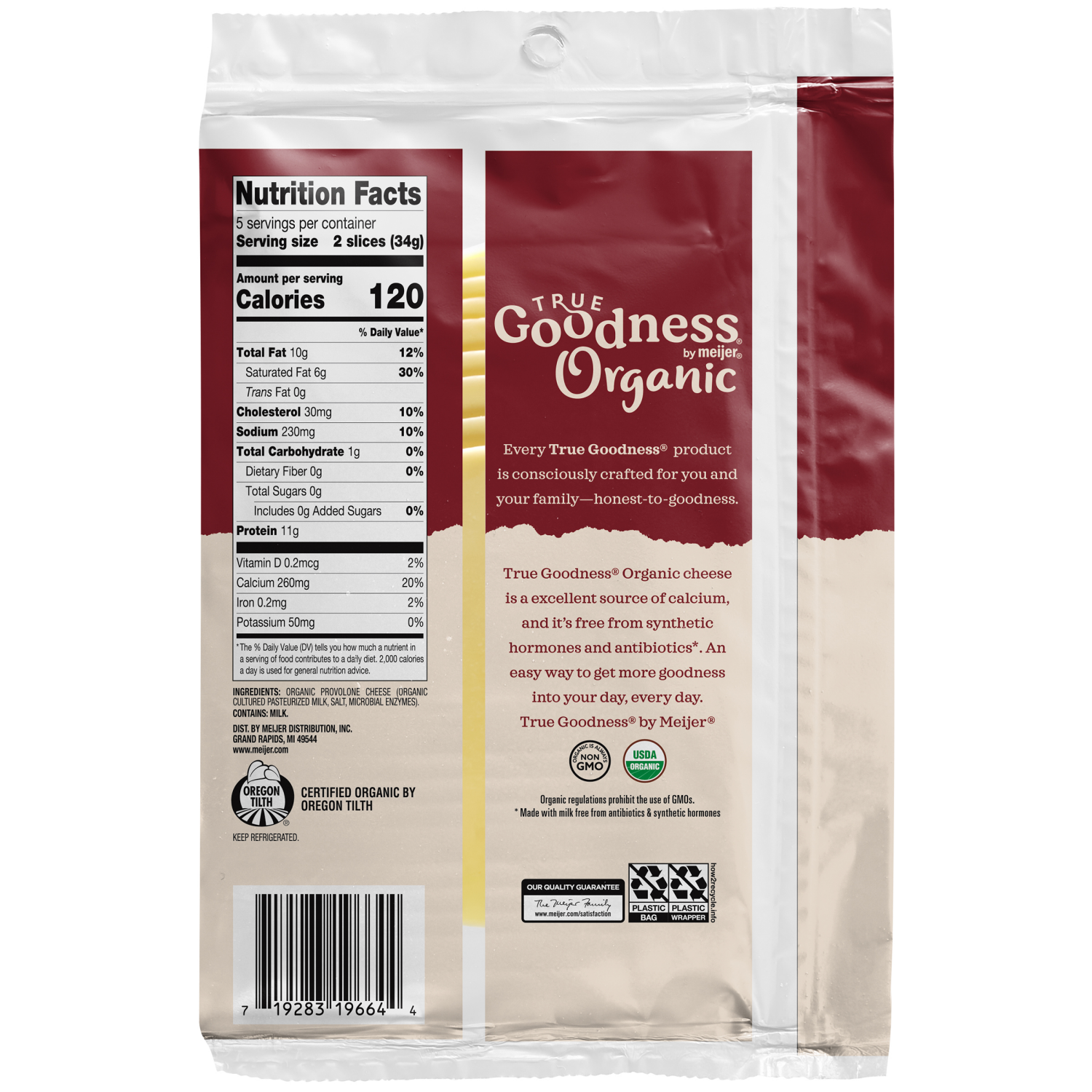 slide 2 of 2, True Goodness Organic Sliced Provolone Cheese, 6 oz