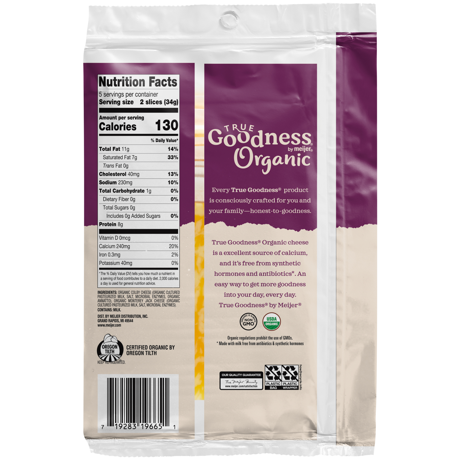 slide 2 of 2, True Goodness Organic Sliced Colby Jack Cheese, 6 oz