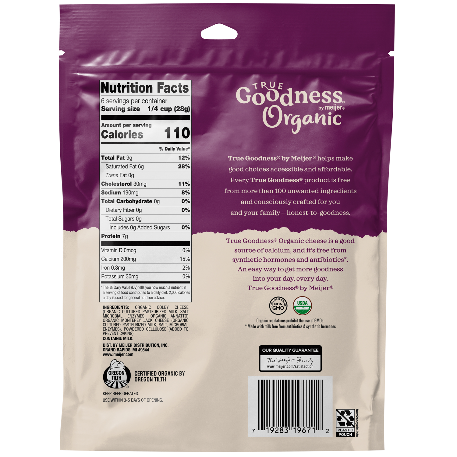 slide 2 of 2, True Goodness Organic Shredded Colby Jack Cheese, 6 oz