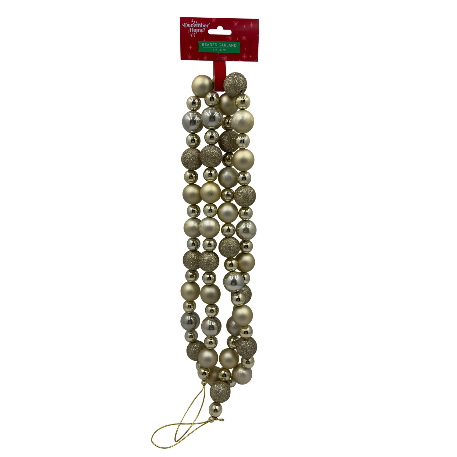 slide 1 of 1, December Home Beaded Garland, Champagne, 6FT, 6 ft