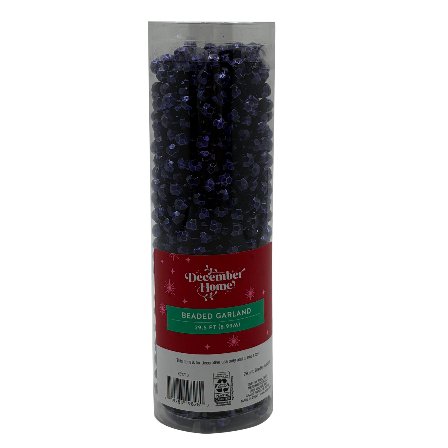 slide 1 of 1, December Home Beaded Garland, Navy, 29.5FT, 29.5 ft