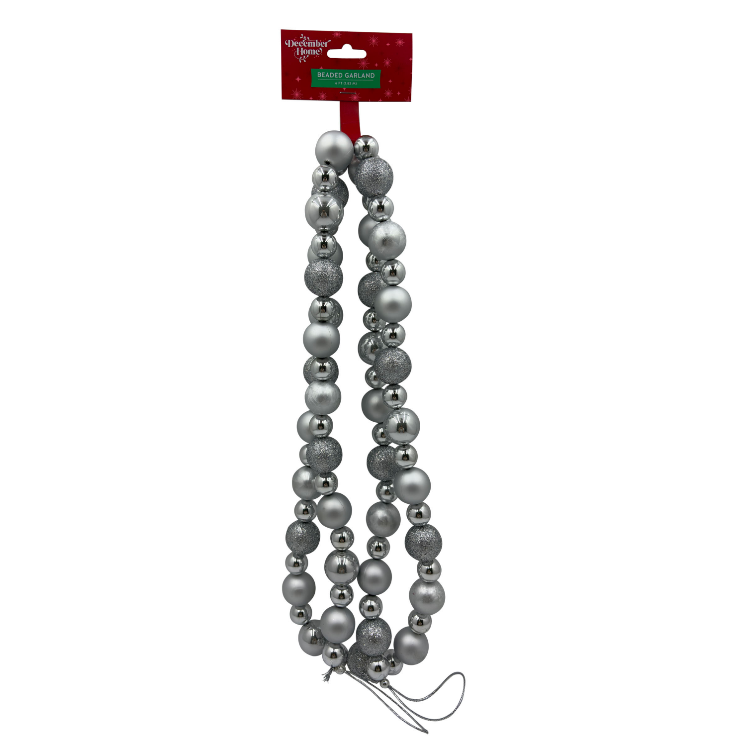 slide 1 of 2, December Home Beaded Garland, Silver, 6FT, 6 ft