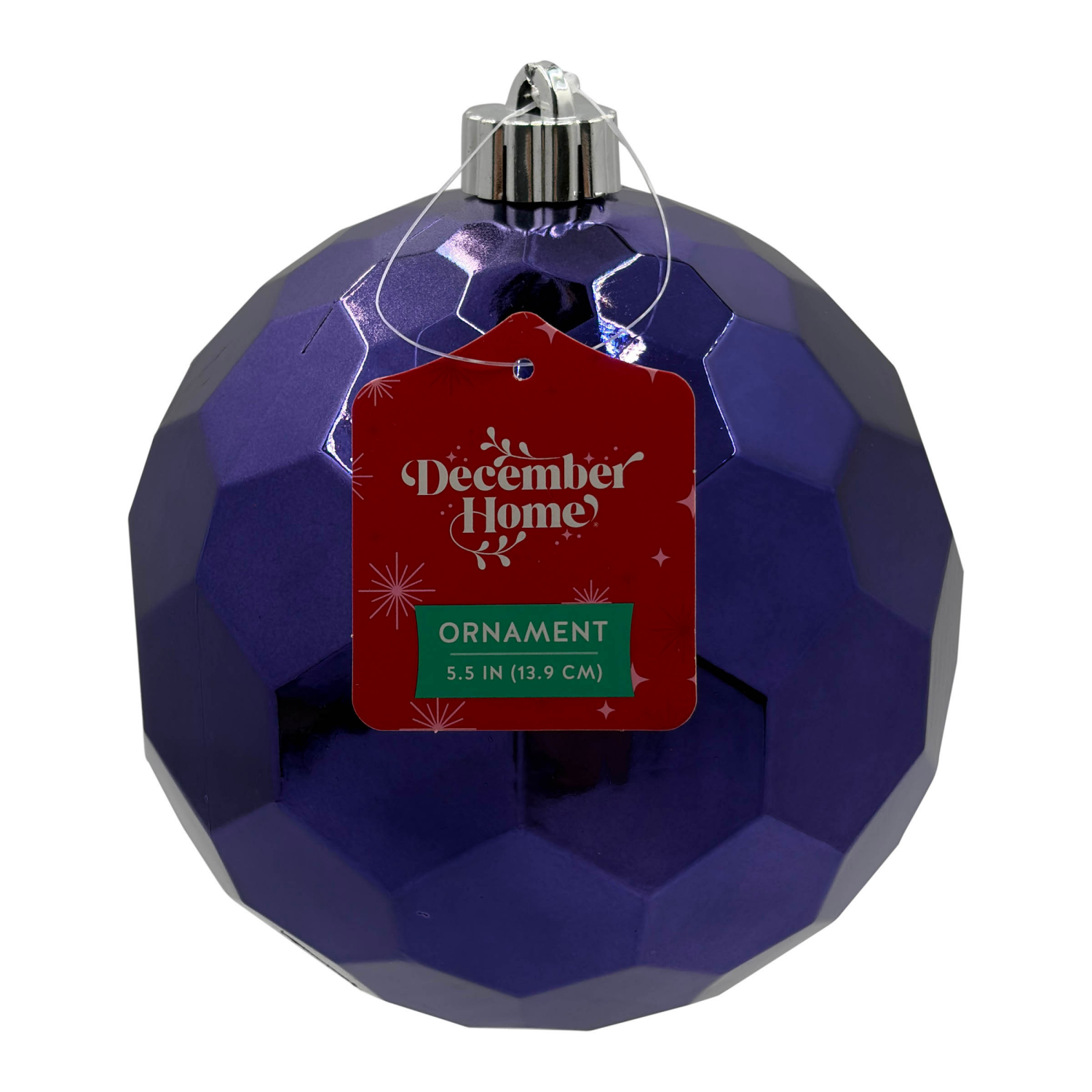 slide 1 of 1, December Home Ornament Faceted Ball, Navy, 5.5IN, 150 mm
