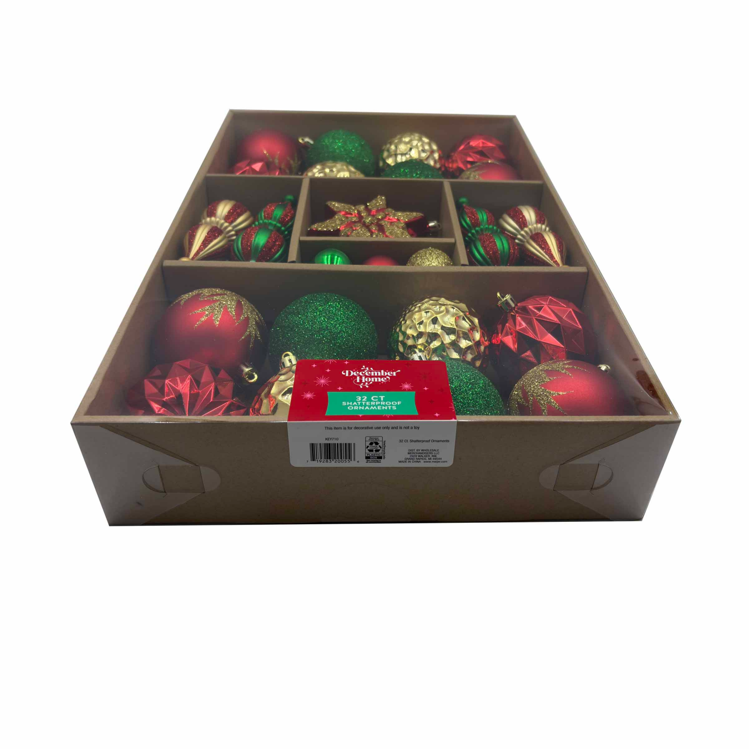 slide 2 of 3, December Home Ornaments, Mixed Red Gold Green, 32CT, 32 ct