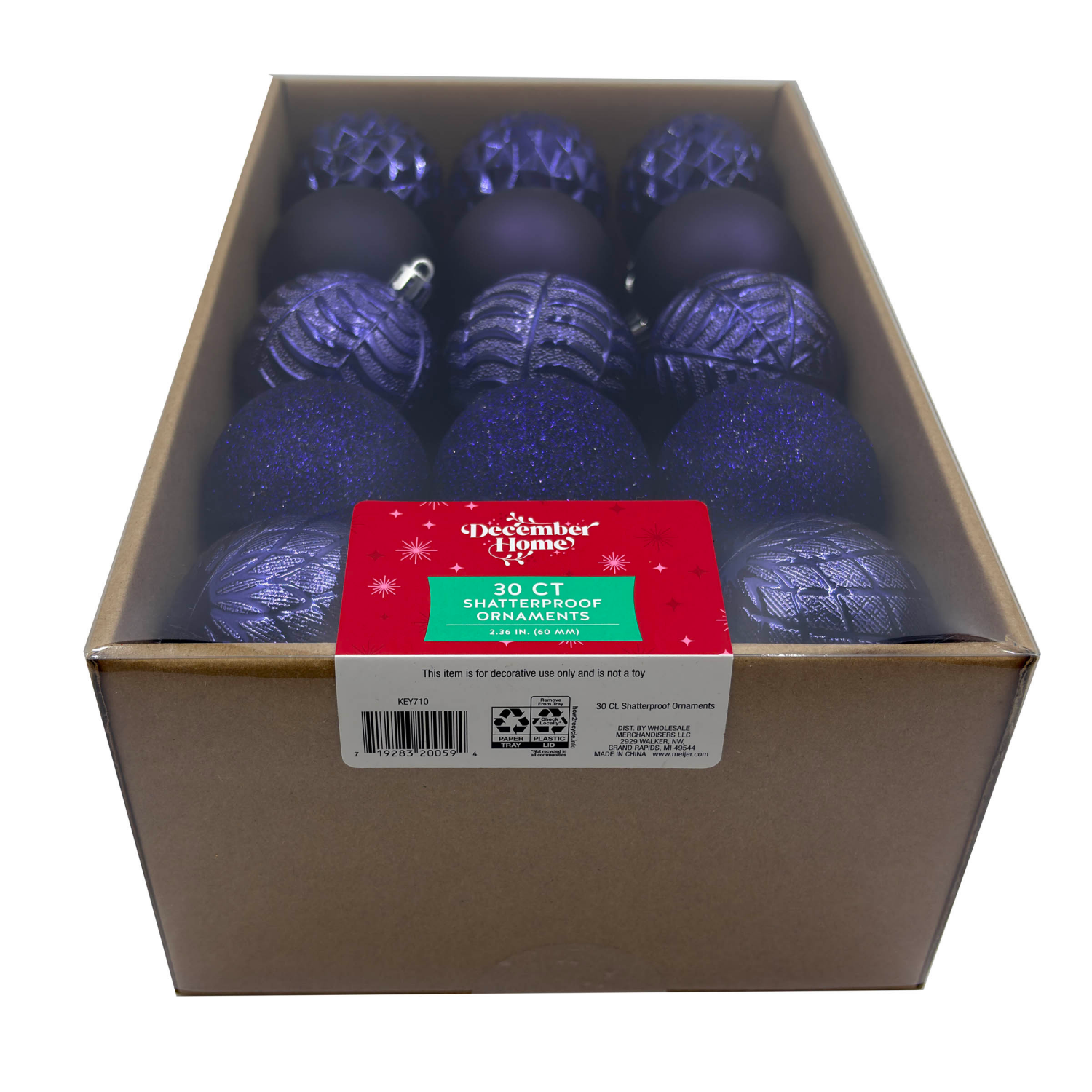 slide 2 of 3, December Home Ornaments, Navy, 60MM, 30CT, 30 ct