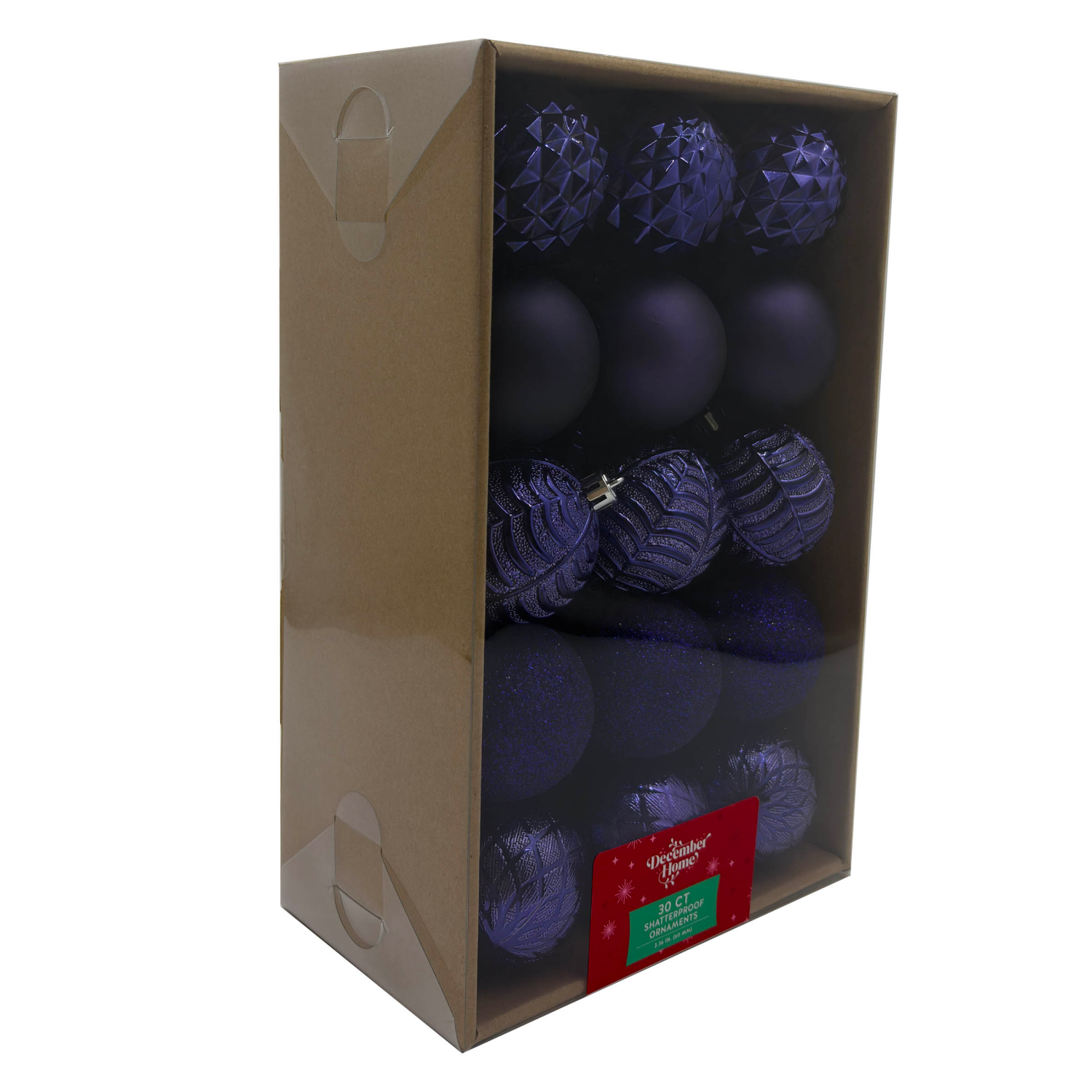 slide 3 of 3, December Home Ornaments, Navy, 60MM, 30CT, 30 ct