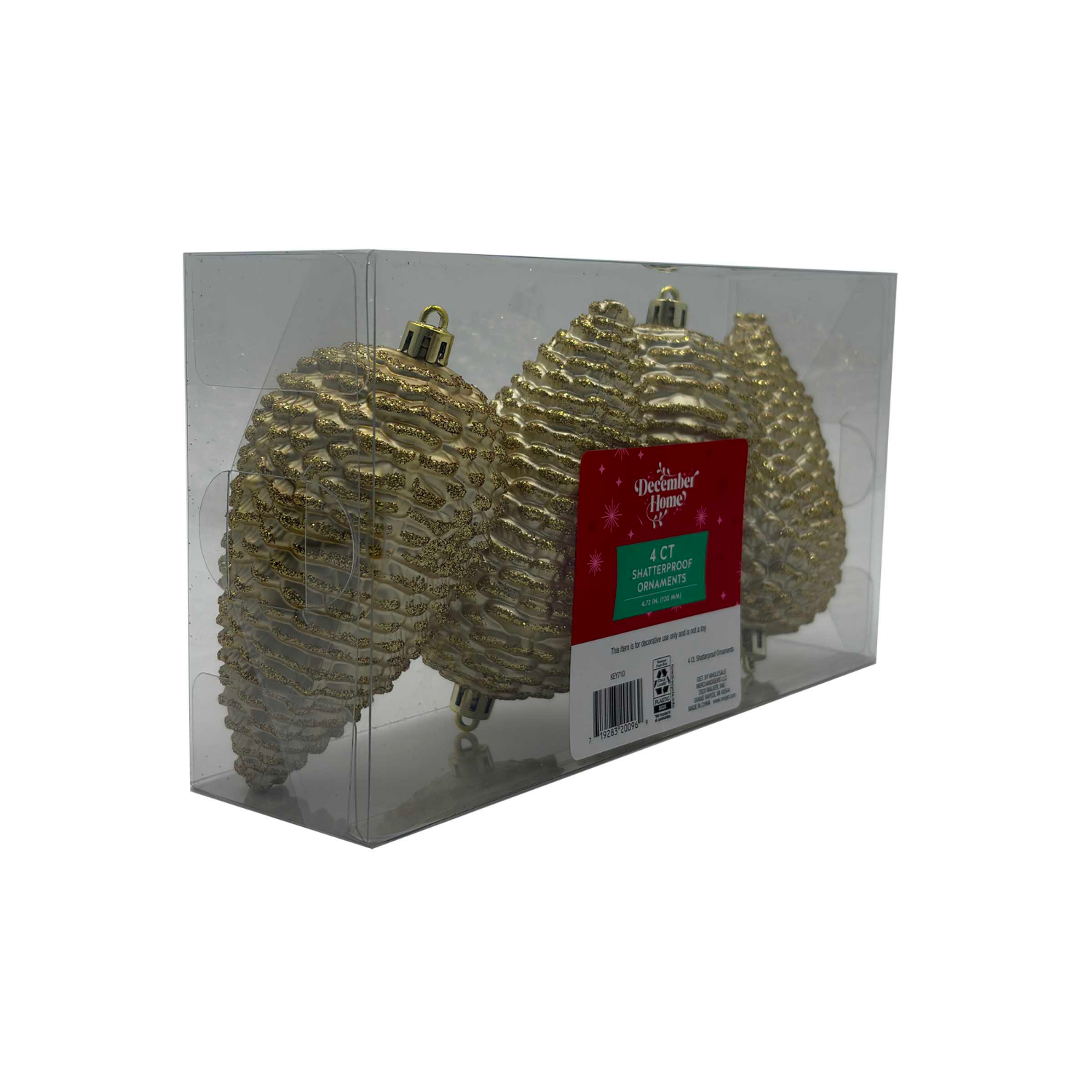 slide 2 of 2, December Home Pinecone Ornaments, Gold, 120MM, 4CT, 4 ct