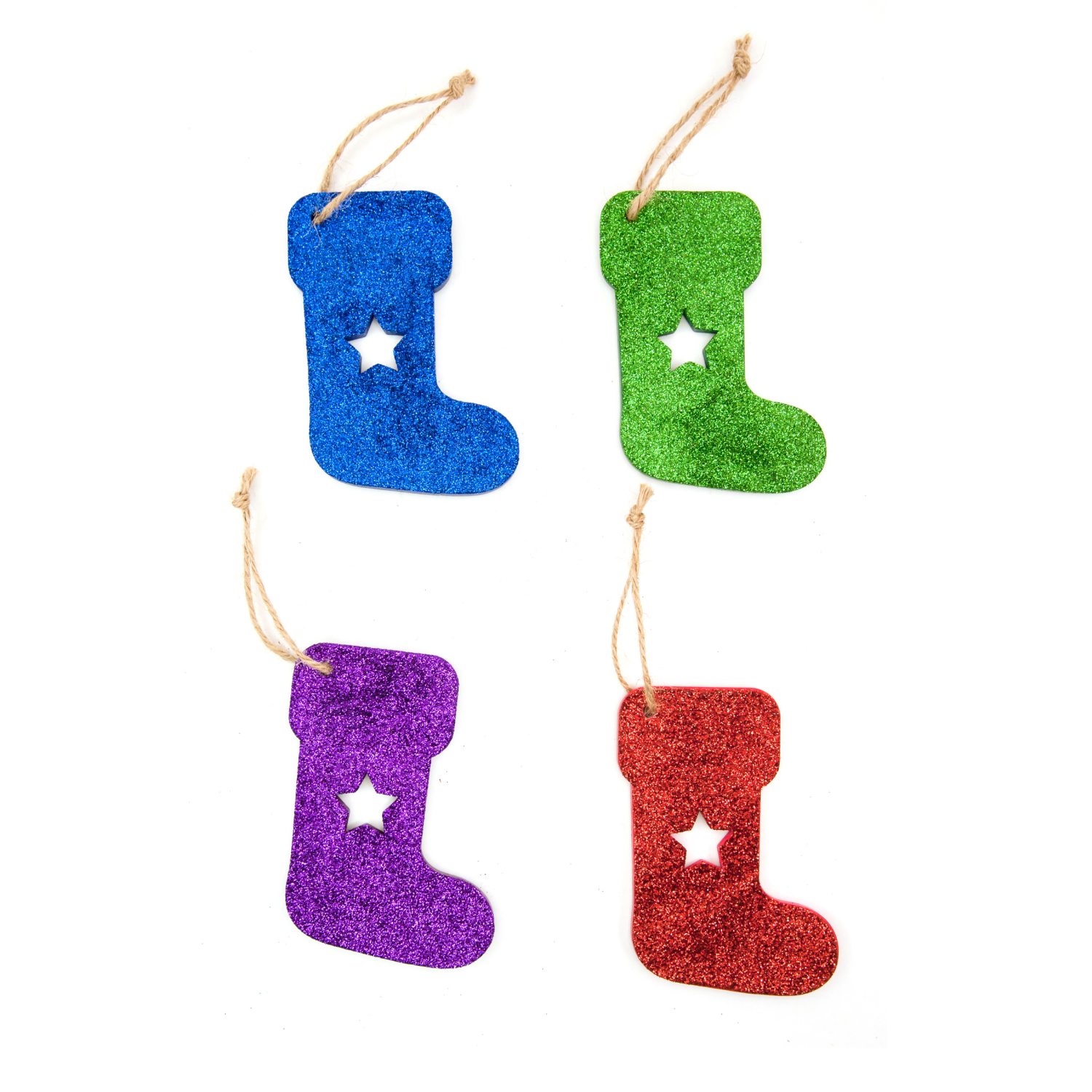 slide 1 of 6, December Home Stocking Holiday Wood Ornament With Glitter, 8 ct, 8 ct