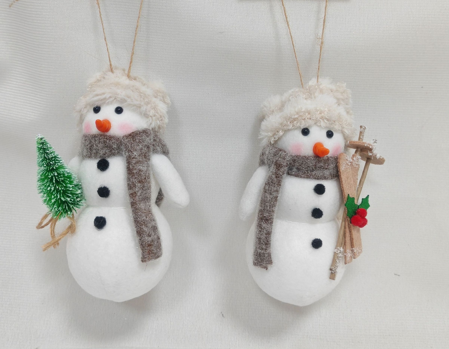 slide 1 of 2, December Home DH FABRIC SNOWMAN ORNAMENT 6IN 2 AST, 6 in