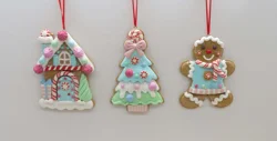 December Home DH CD PASTEL GNGBREAD ORNA 4.5IN 3 AST