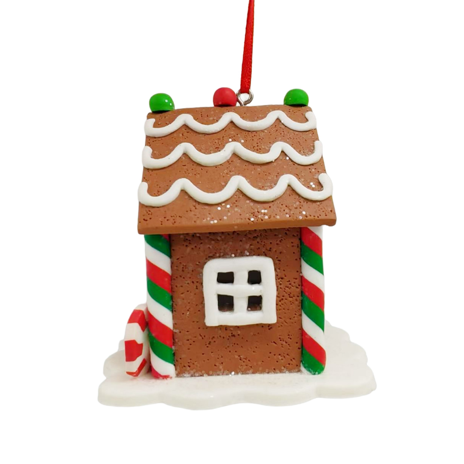 slide 4 of 4, December Home gingerbread house ornament 3in, 2 assts, 3 in