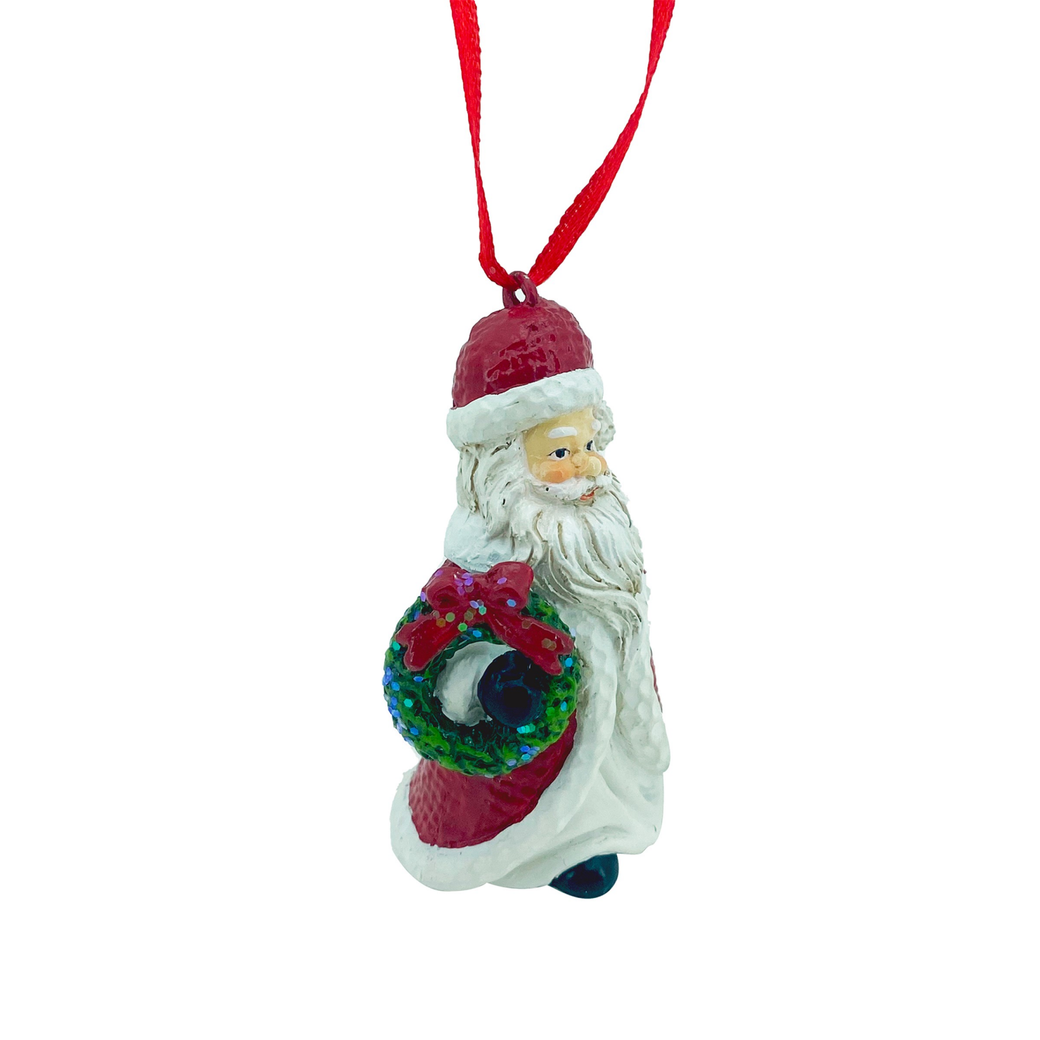 slide 3 of 4, December Home resin santa ornament 3in H, 3 in