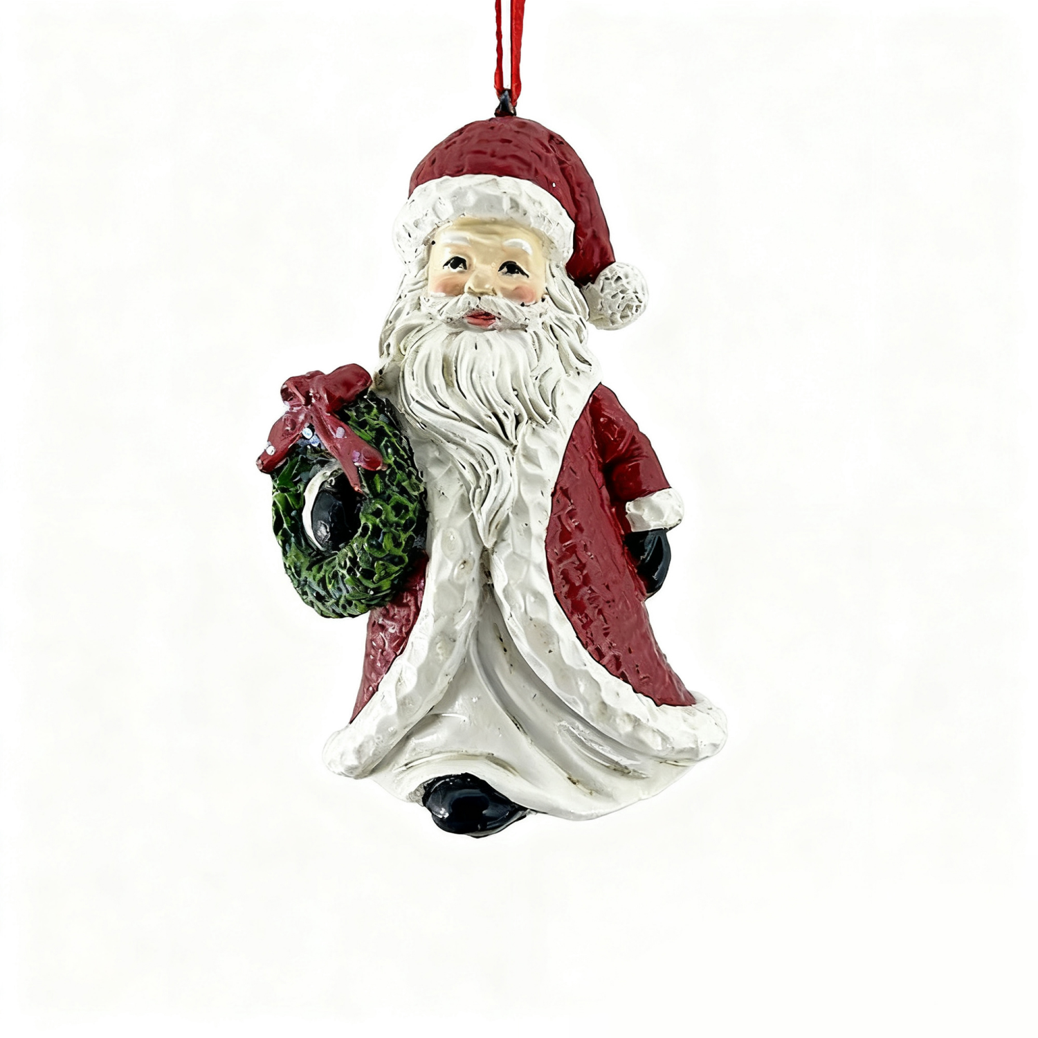 slide 1 of 4, December Home resin santa ornament 3in H, 3 in