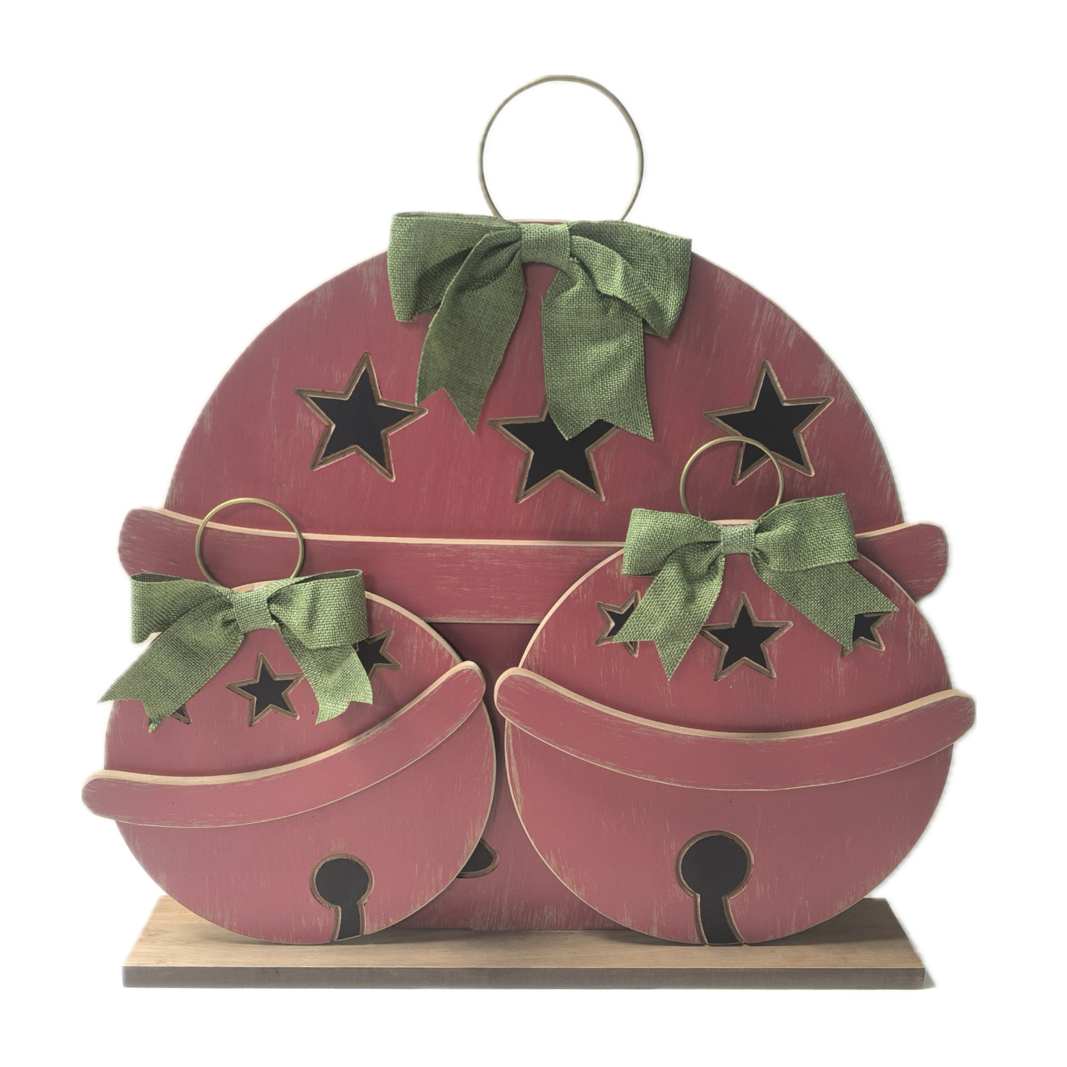slide 1 of 2, December Home DH WOOD BELL DECOR 21.65 IN, 21.65 in