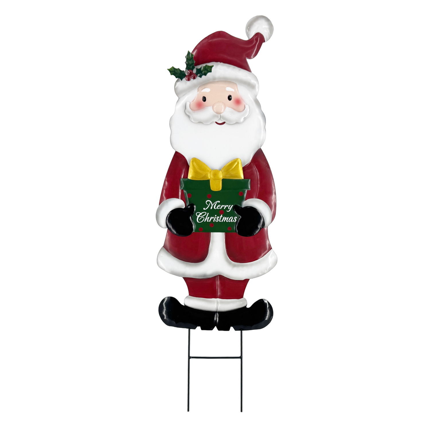 slide 3 of 4, December Home Santa Snowman Gift Yard Stake, 3 Assorted, 36 in