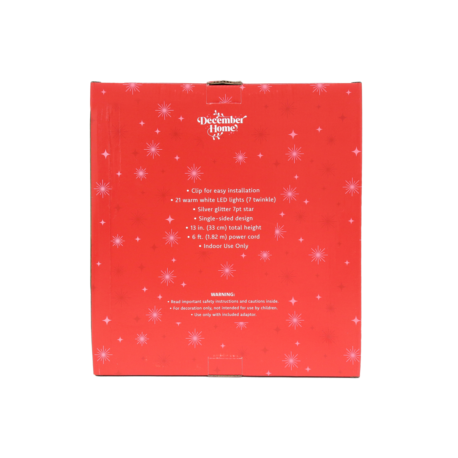 slide 2 of 7, DECEMBER HOME 13"H 7-POINT BACKLIT WARM WHITE LED STAR TREETOP, 13 in