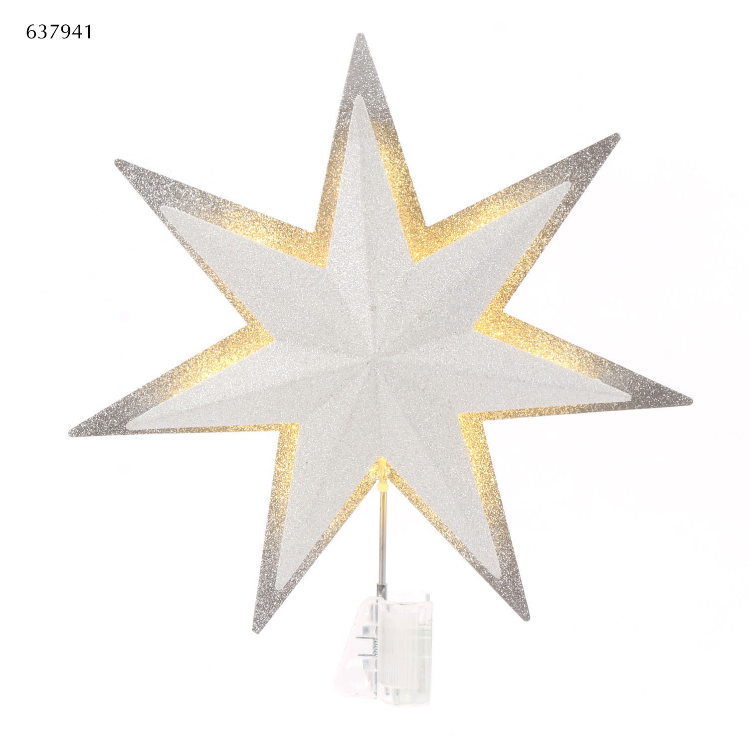 slide 1 of 7, DECEMBER HOME 13"H 7-POINT BACKLIT WARM WHITE LED STAR TREETOP, 13 in