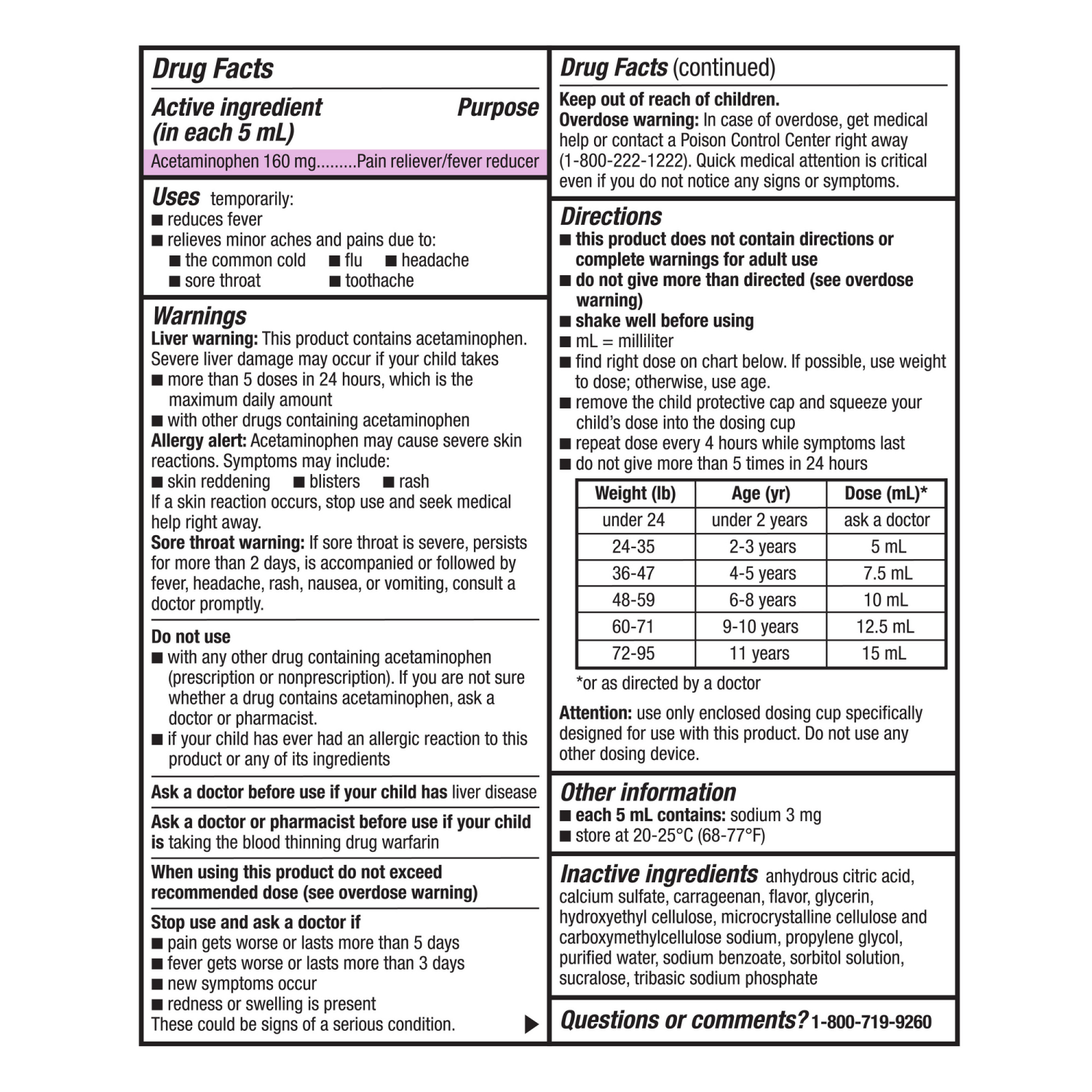 slide 2 of 8, Meijer Children's Pain and Fever, Acetaminophen 160 mg per 5 mL Oral Suspension, Dye-Free, Cherry Flavor, 8oz, 160 mg, 5 ml, 8 oz